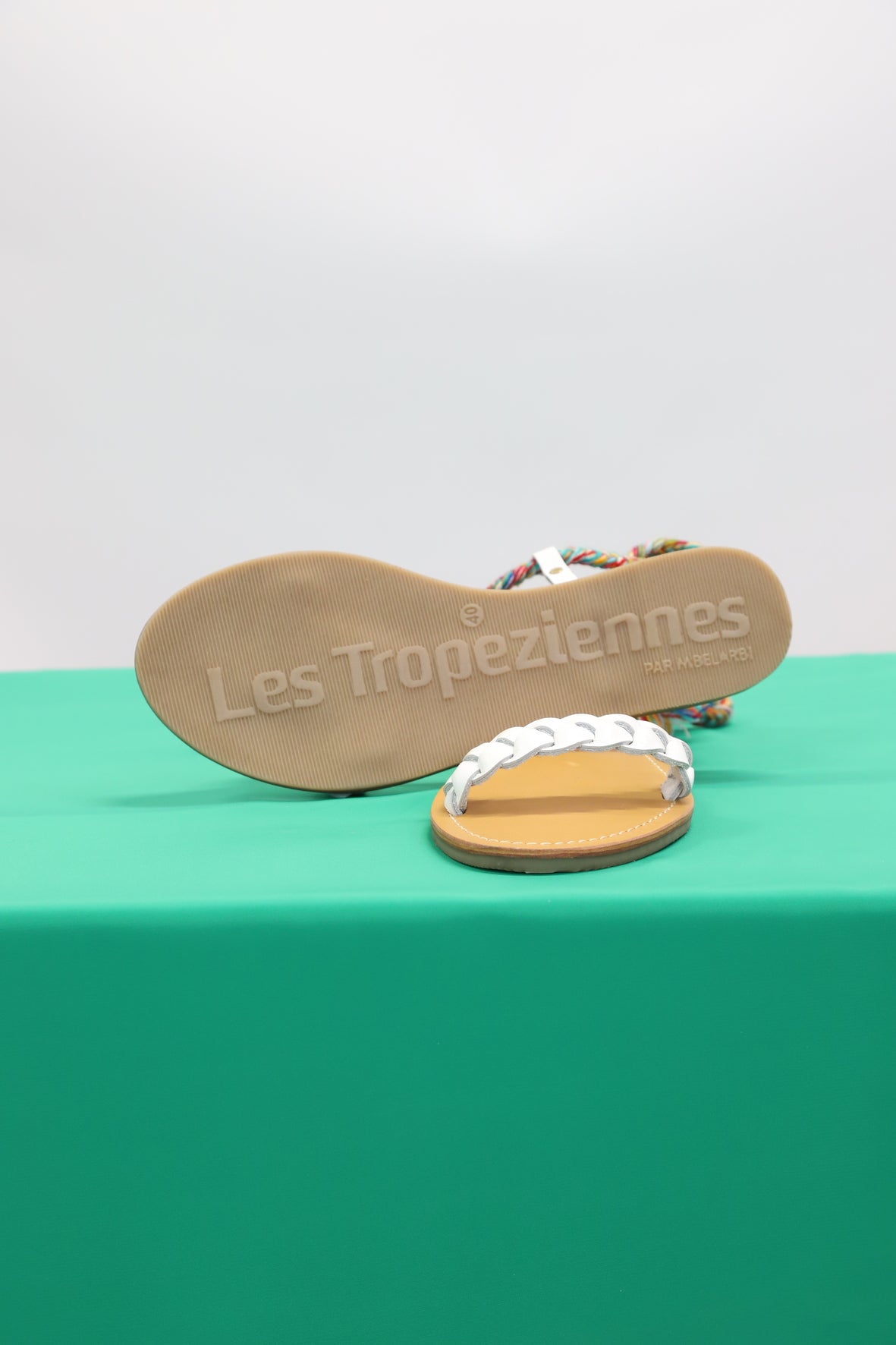 Sandales à nouer blanc et mutlicolore, Les Tropéziennes, Taille 40