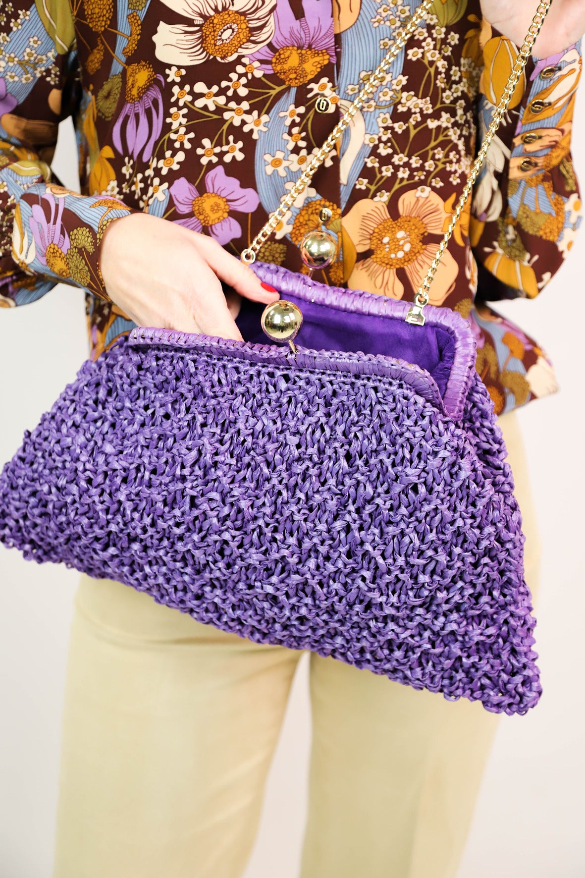 Sac bandoulière violet Caterina Bertini