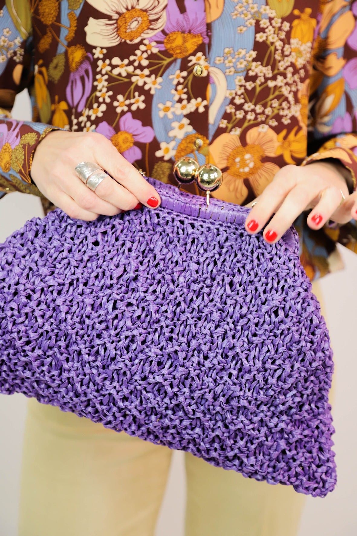 Sac bandoulière violet Caterina Bertini