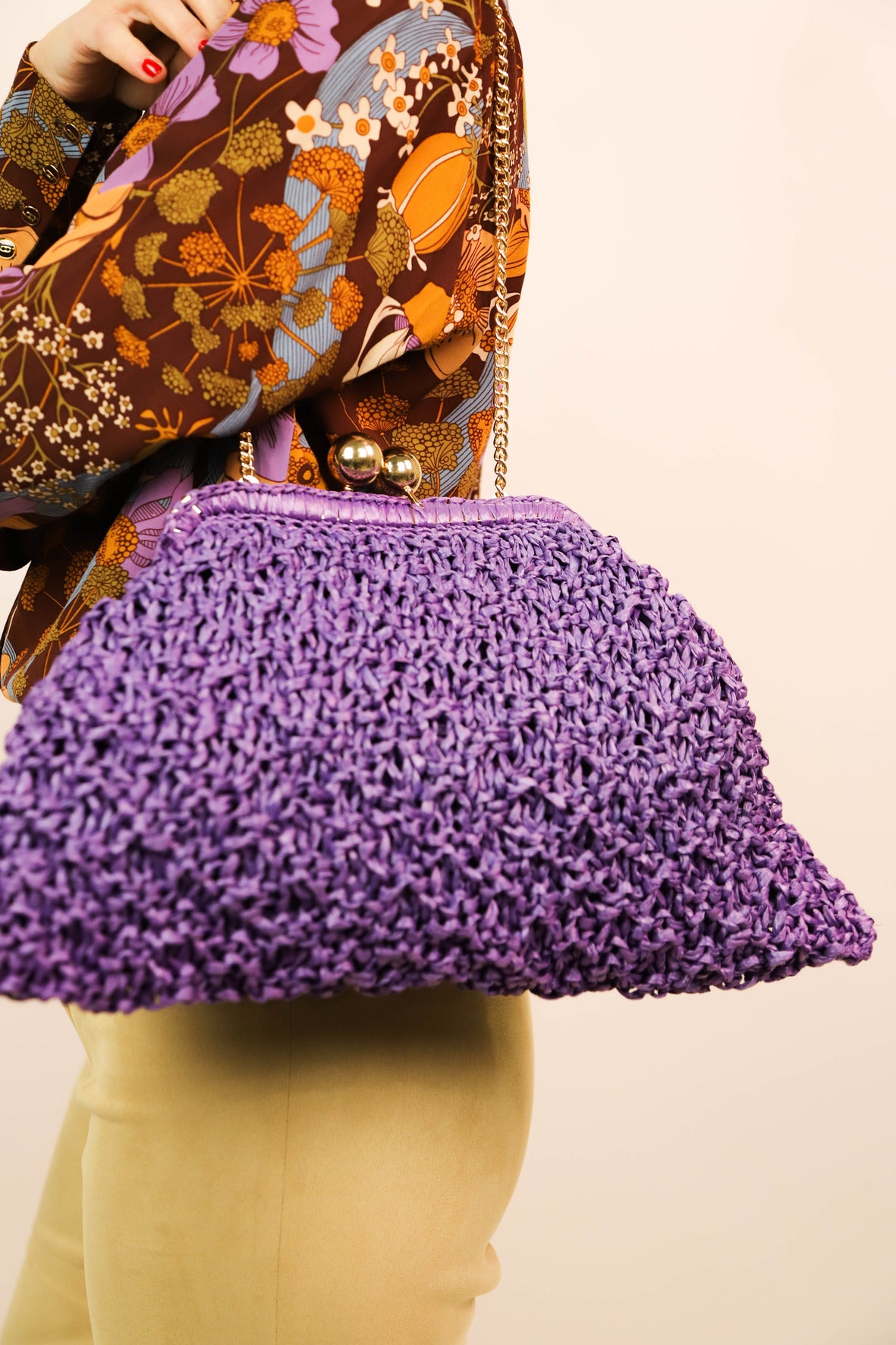 Sac bandoulière violet Caterina Bertini