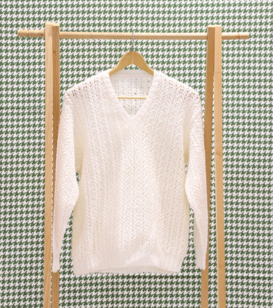 Pull écru tricoté main Taille M/L