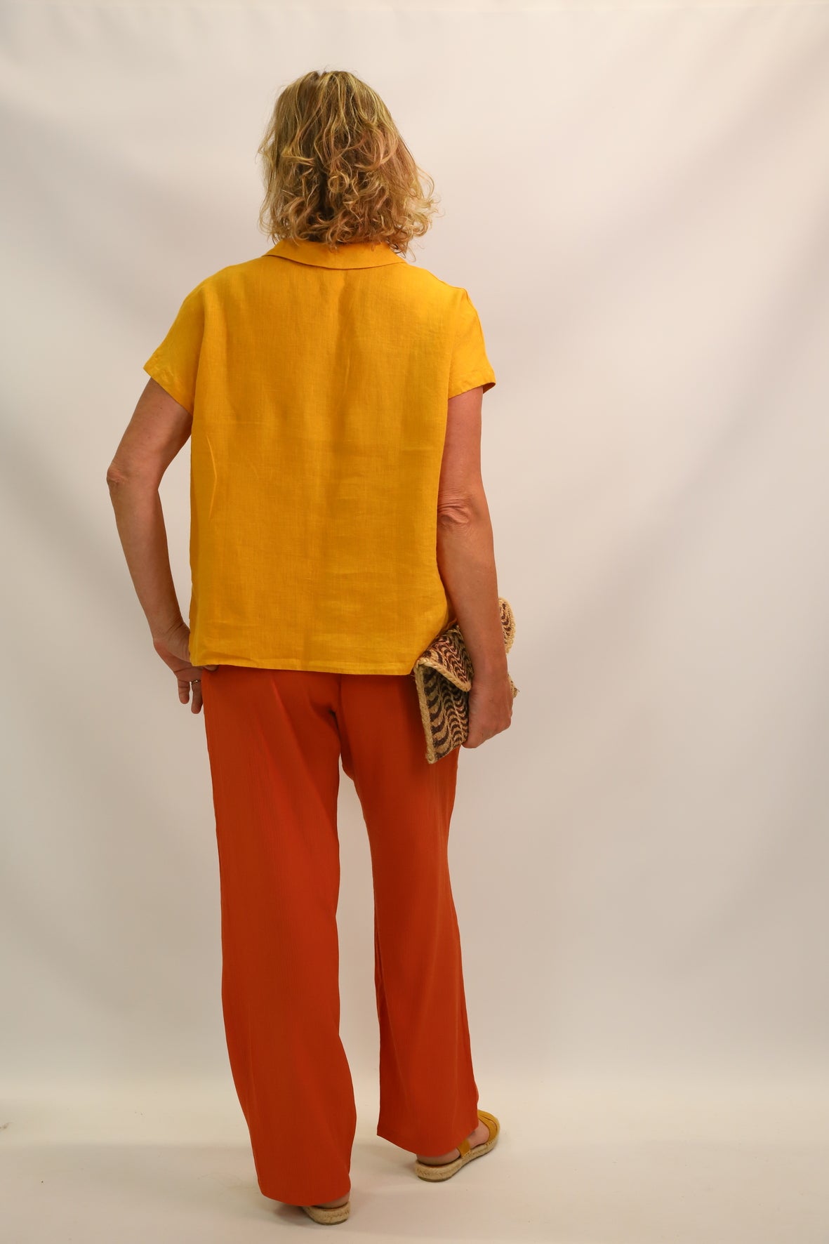 Chemise à manches courtes jaune moutarde, Maison 123, Taille M