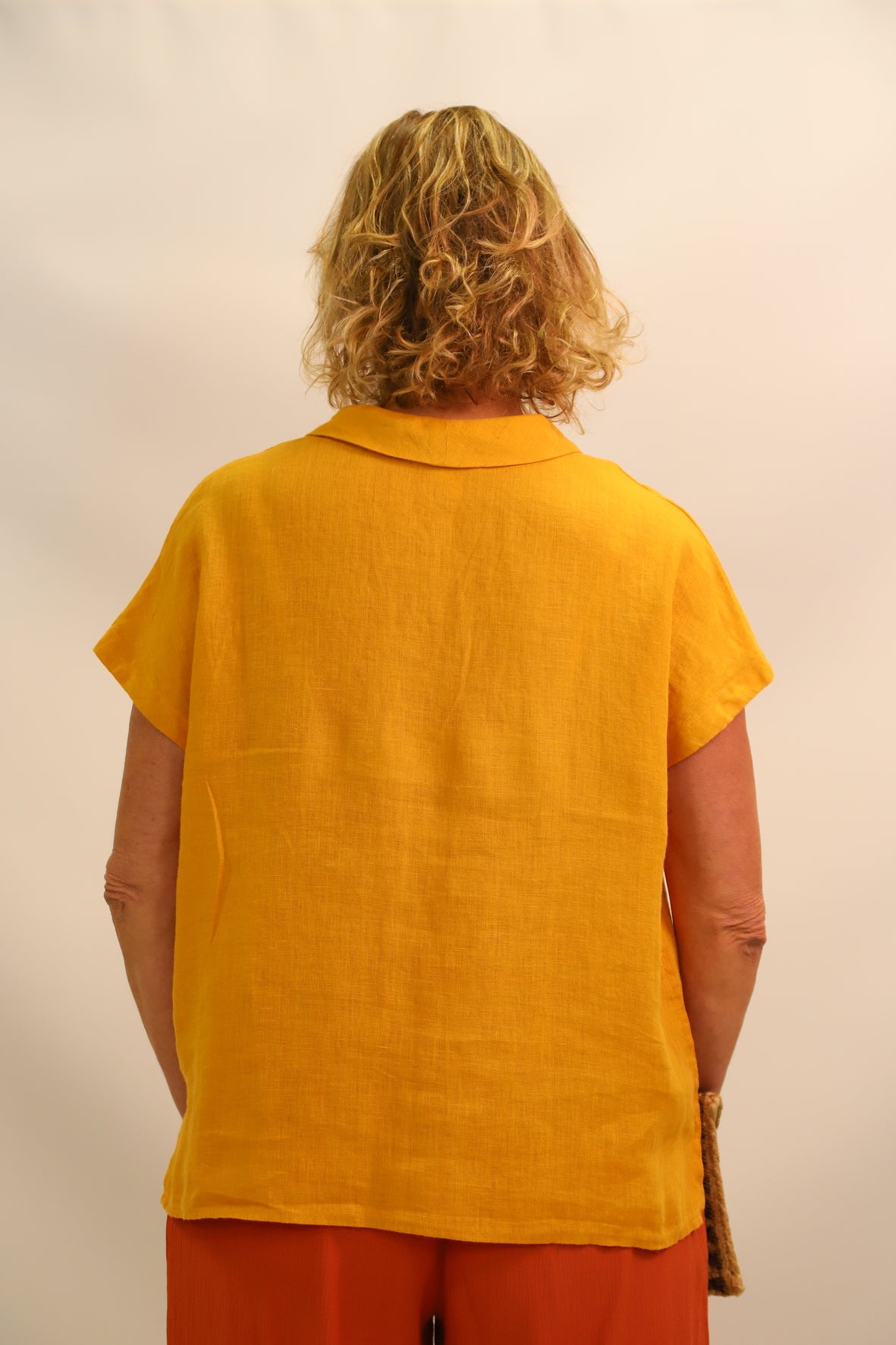 Chemise à manches courtes jaune moutarde, Maison 123, Taille M
