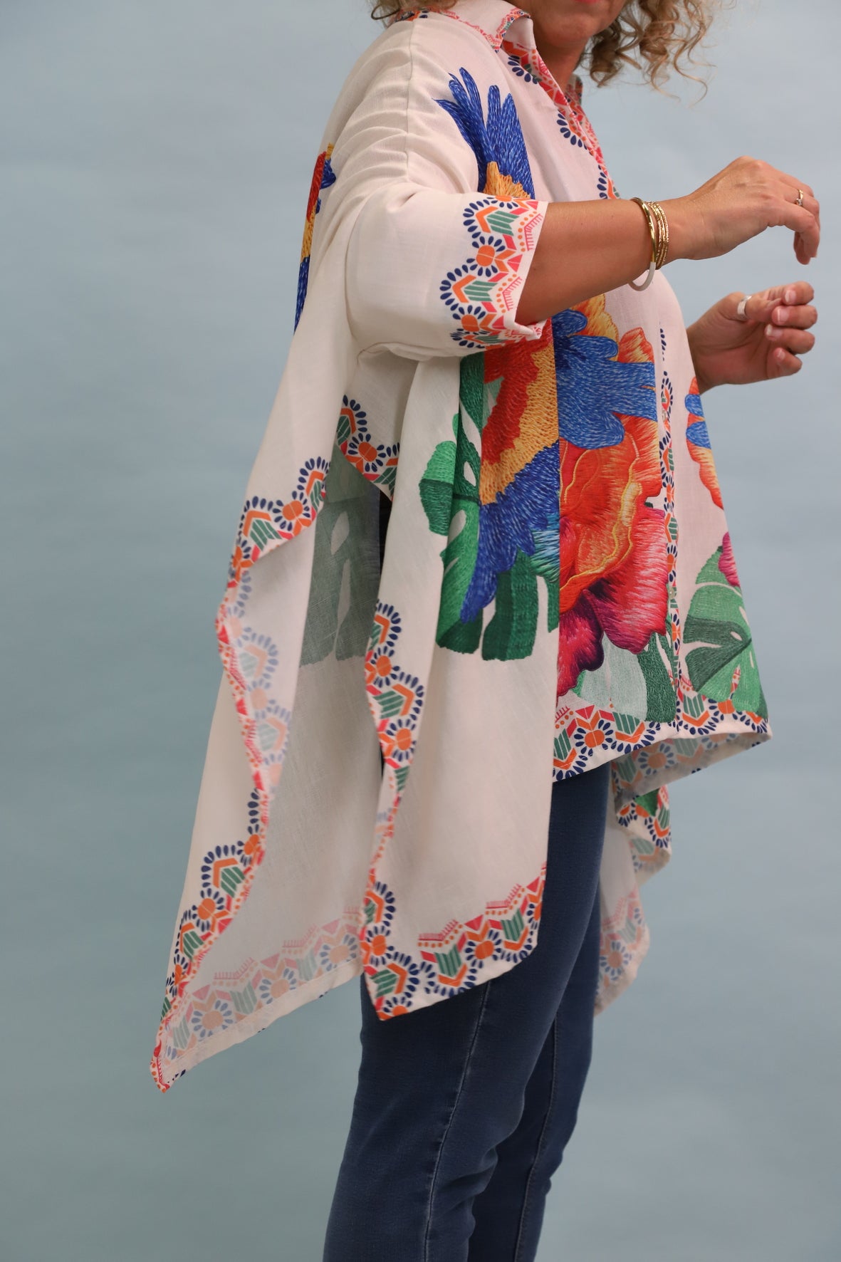 Chemise poncho motif perroquet oversize MINA ROSA - NEUF