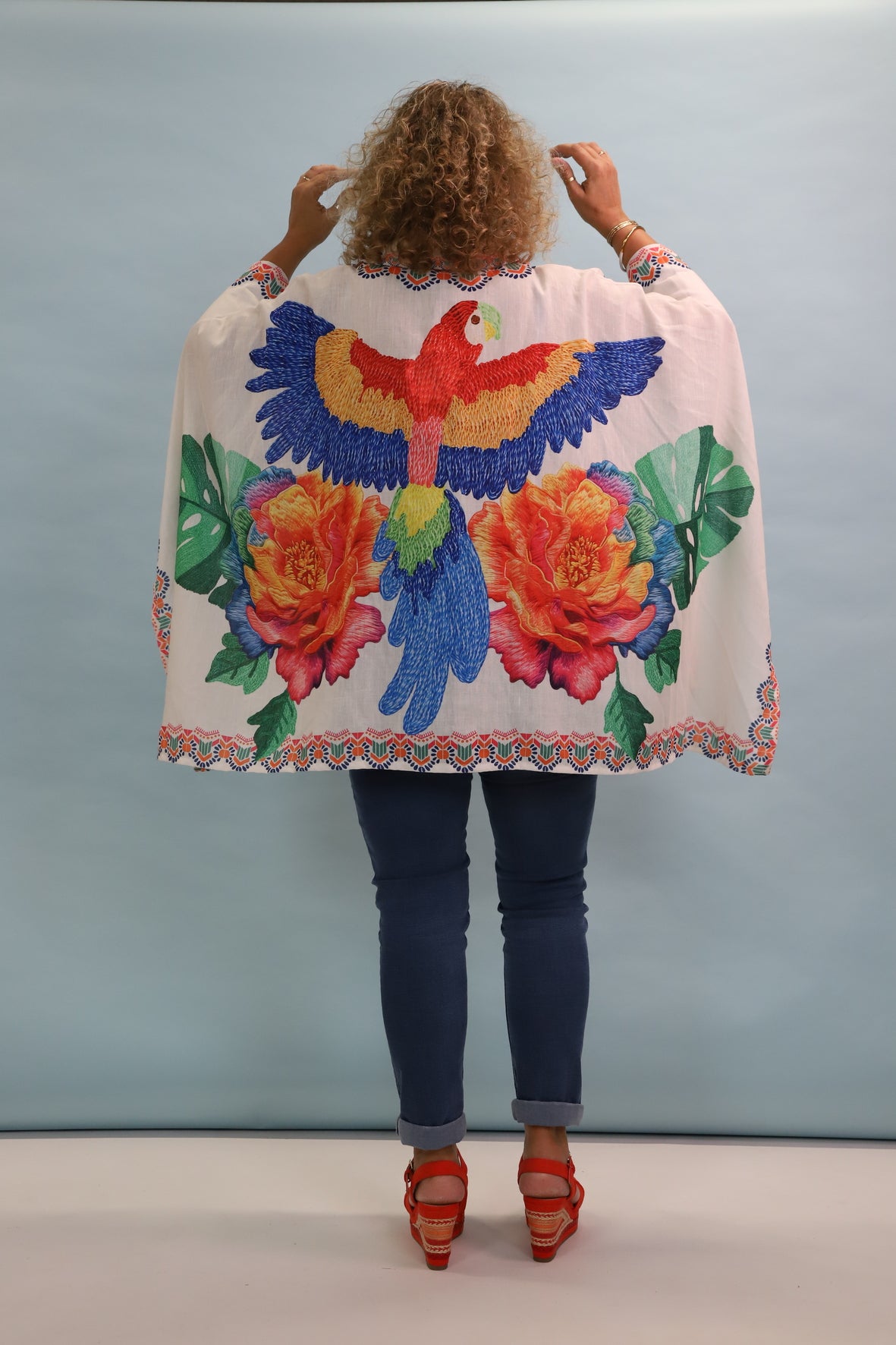 Chemise poncho motif perroquet oversize MINA ROSA - NEUF