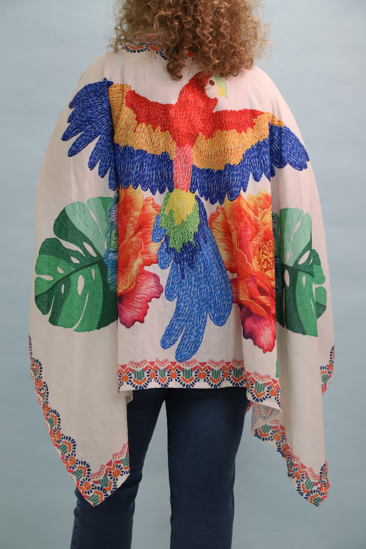 Chemise poncho motif perroquet oversize MINA ROSA - NEUF