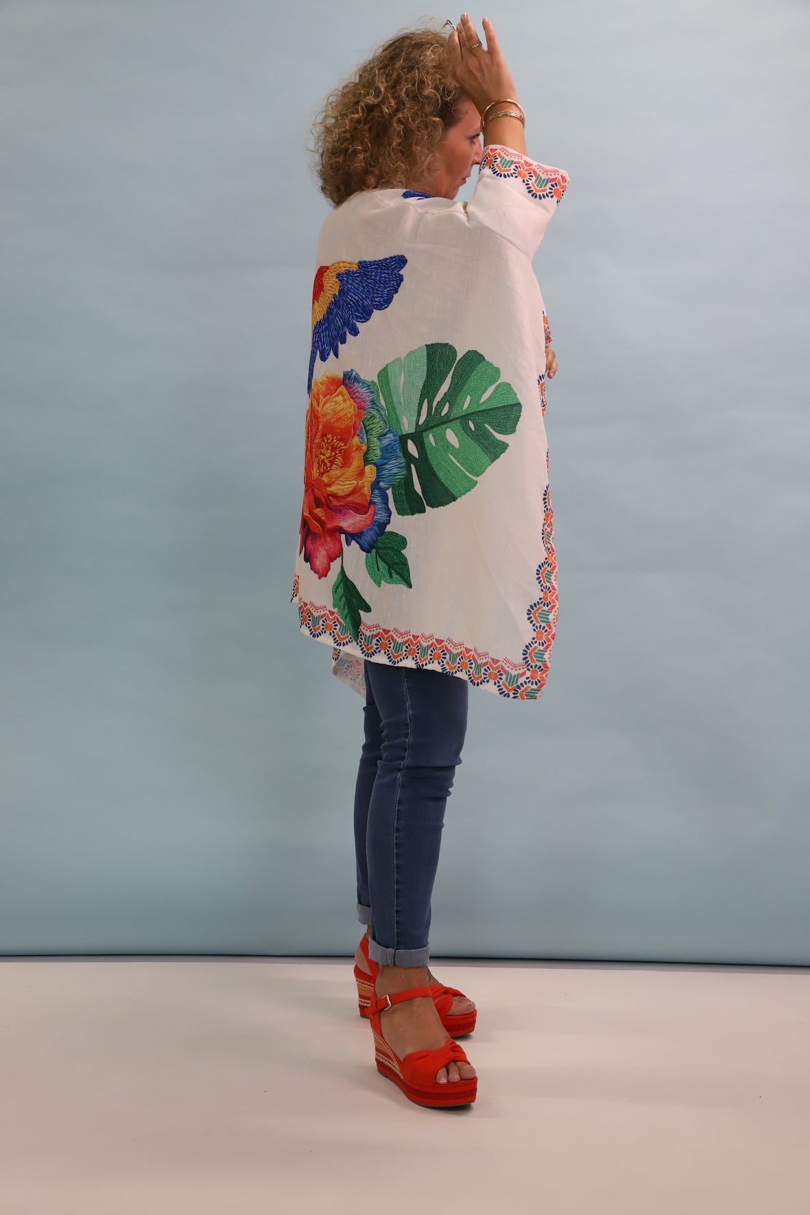 Chemise poncho motif perroquet oversize MINA ROSA - NEUF