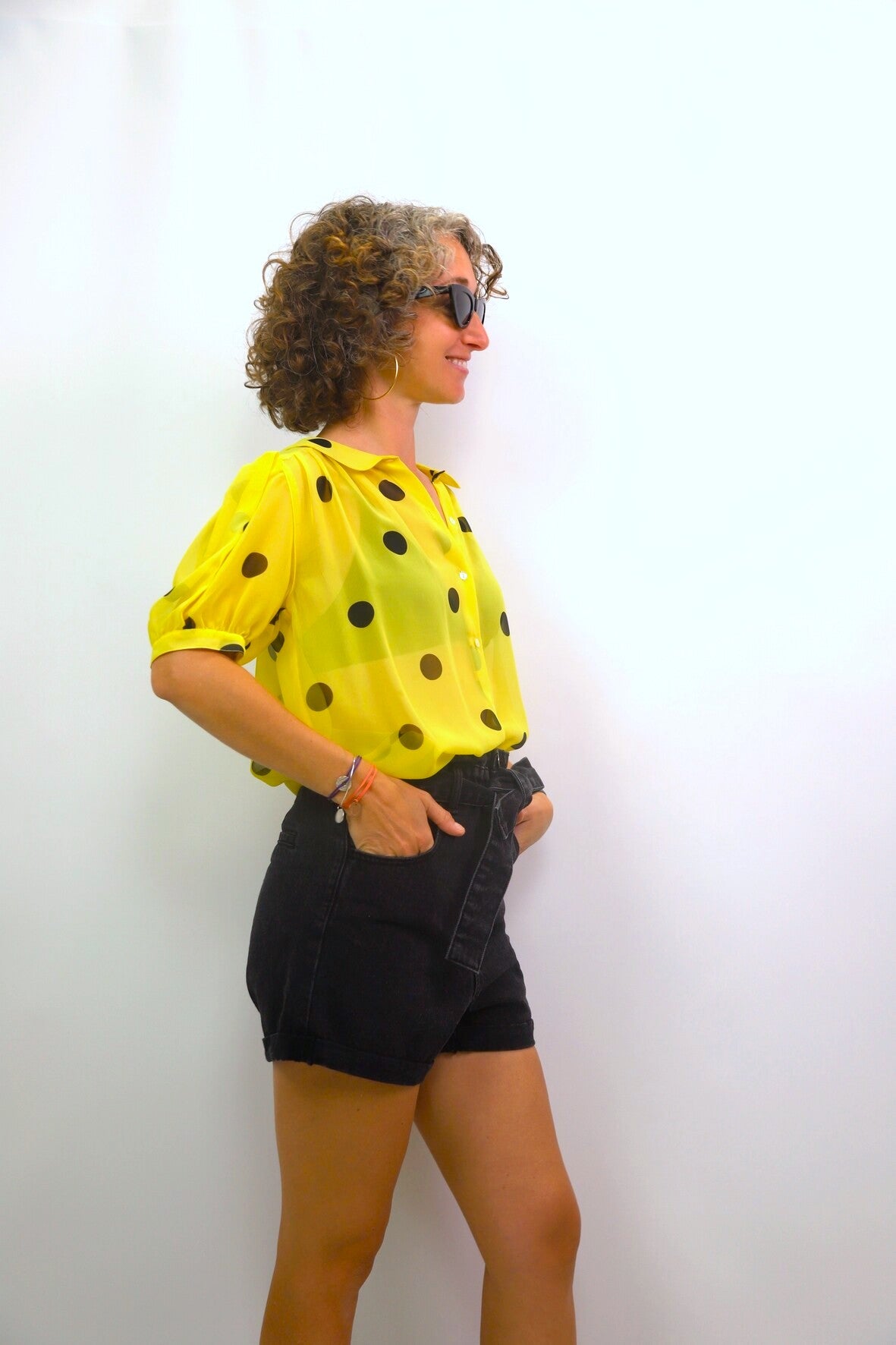 Chemise à pois jaune CACHAREL Taille S