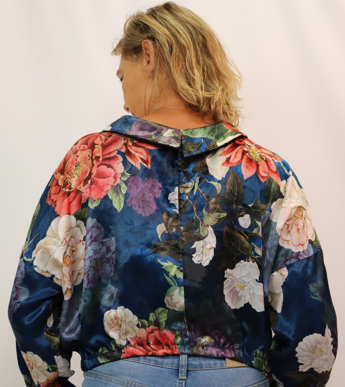 Blouse fleurie bleue, ZARA, Taille L