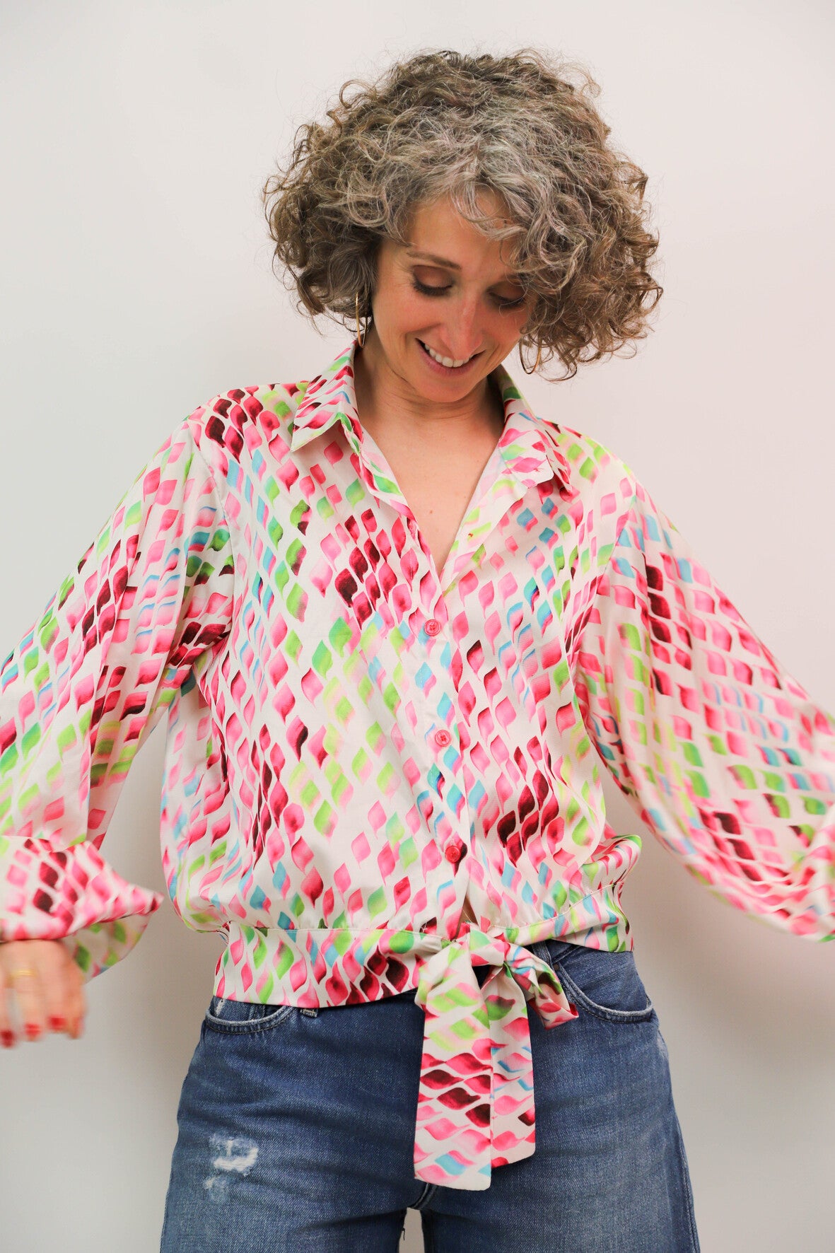 Chemisier rose et vert Latine Taille XL