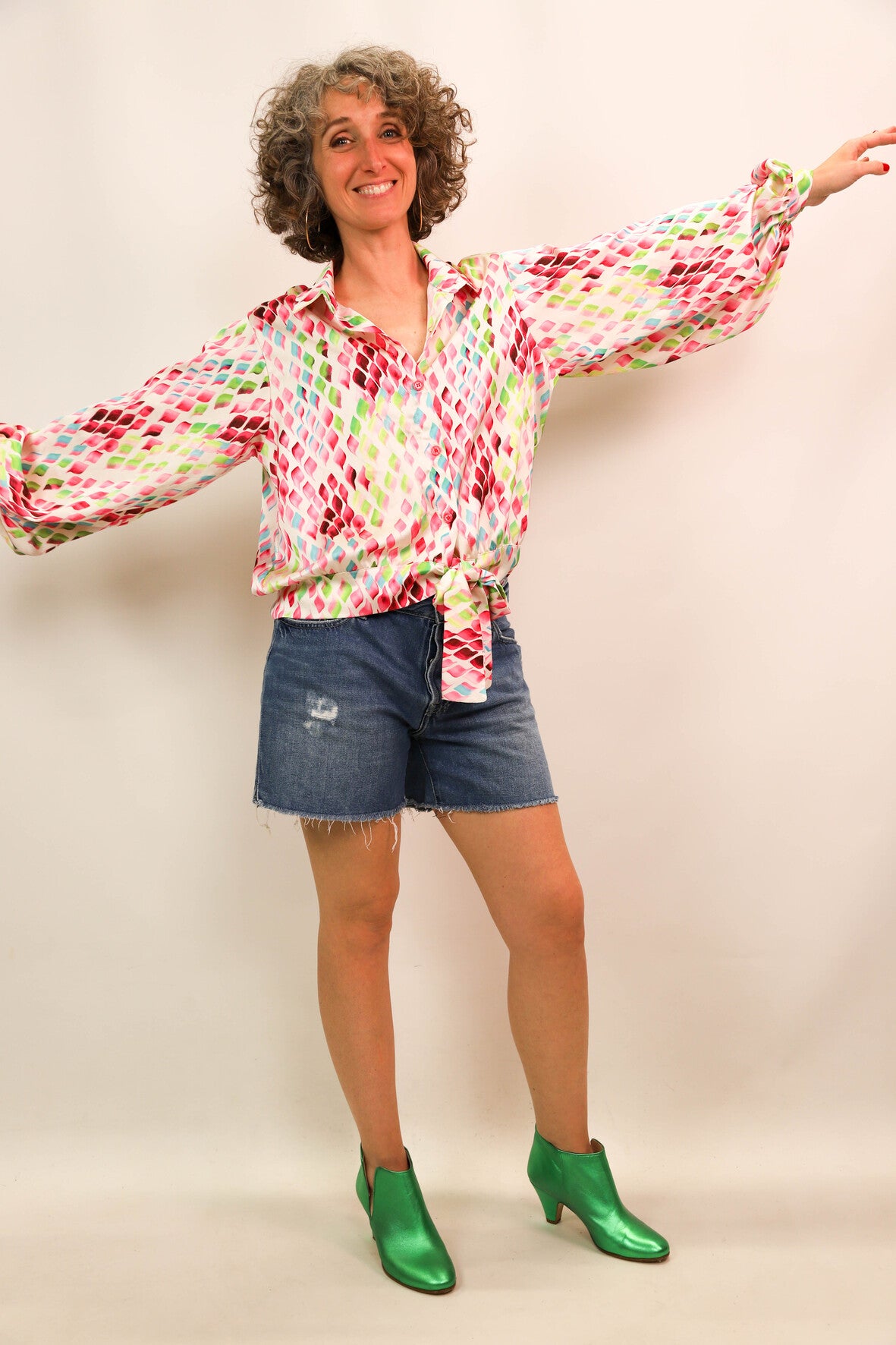 Chemisier rose et vert Latine Taille XL