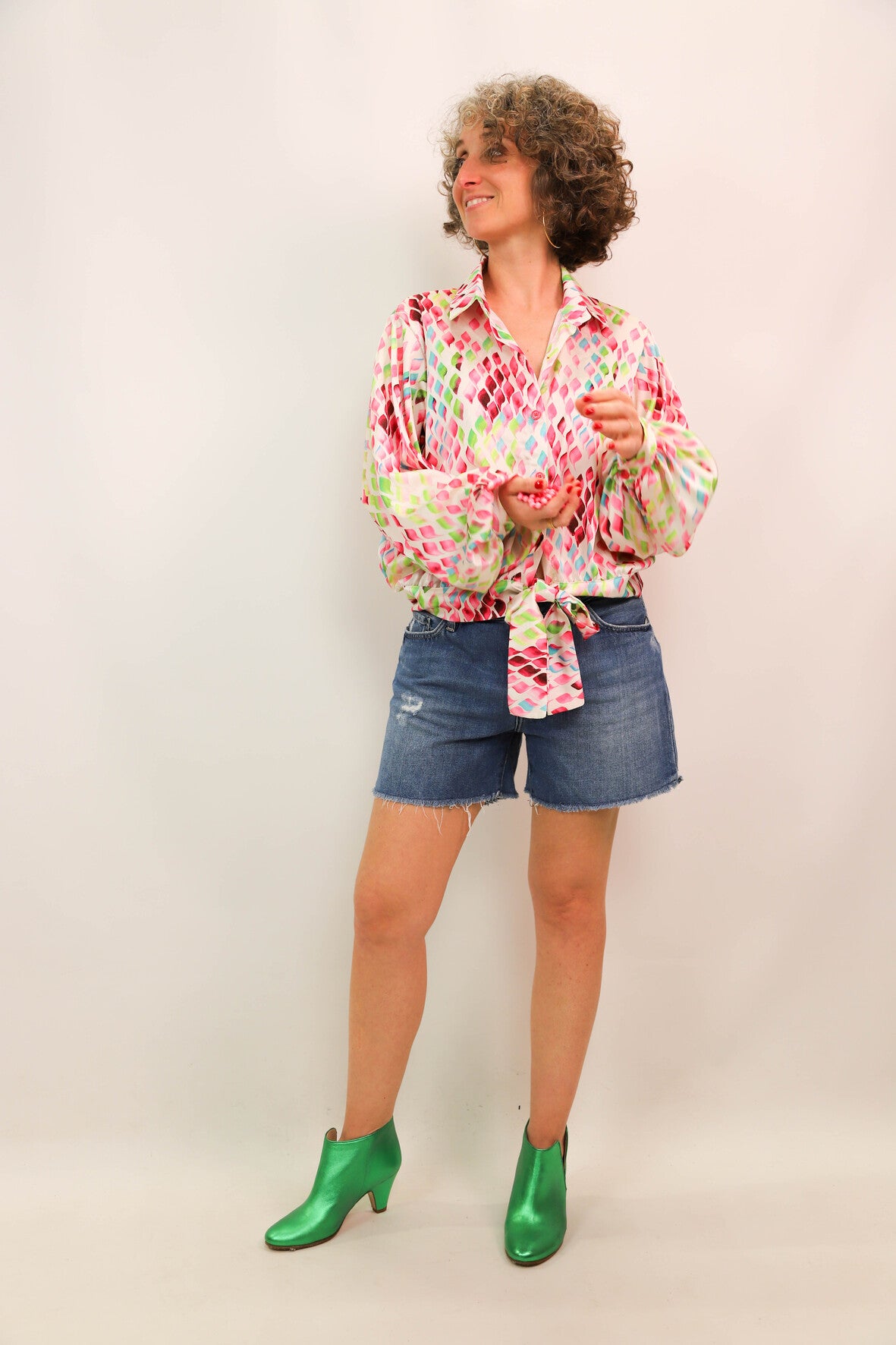 Chemisier rose et vert Latine Taille XL