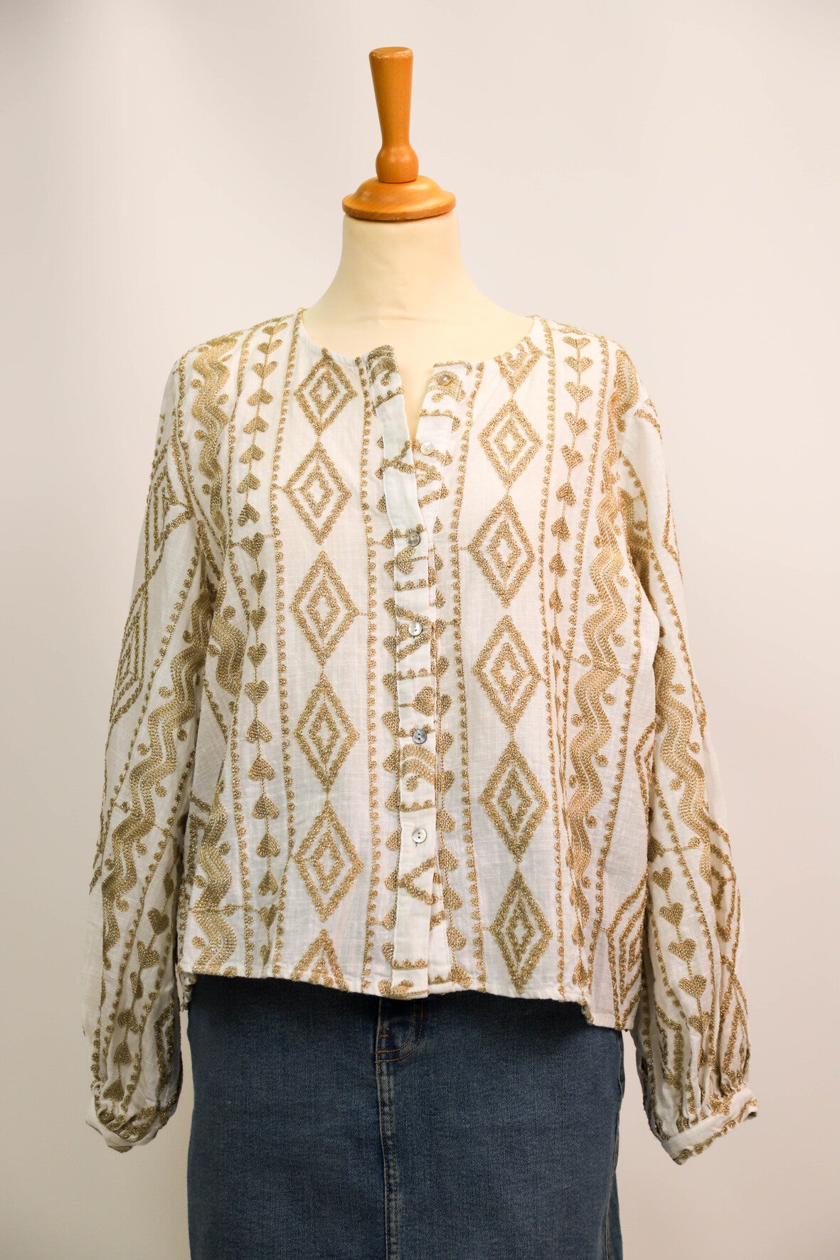 Blouse blanche et dorée Meisïe Taille L