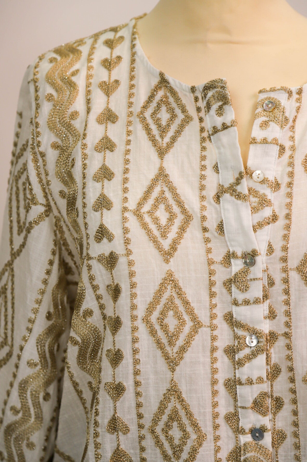 Blouse blanche et dorée Meisïe Taille L
