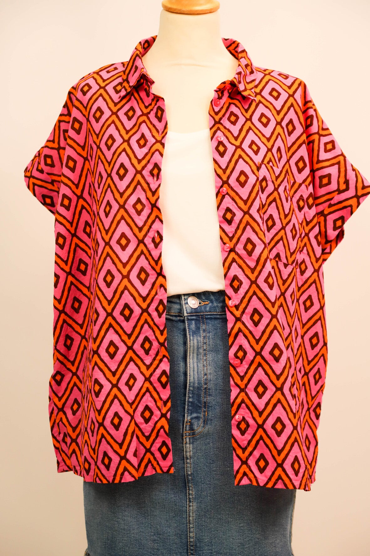 Chemise rose et orange Promod Taille XXL