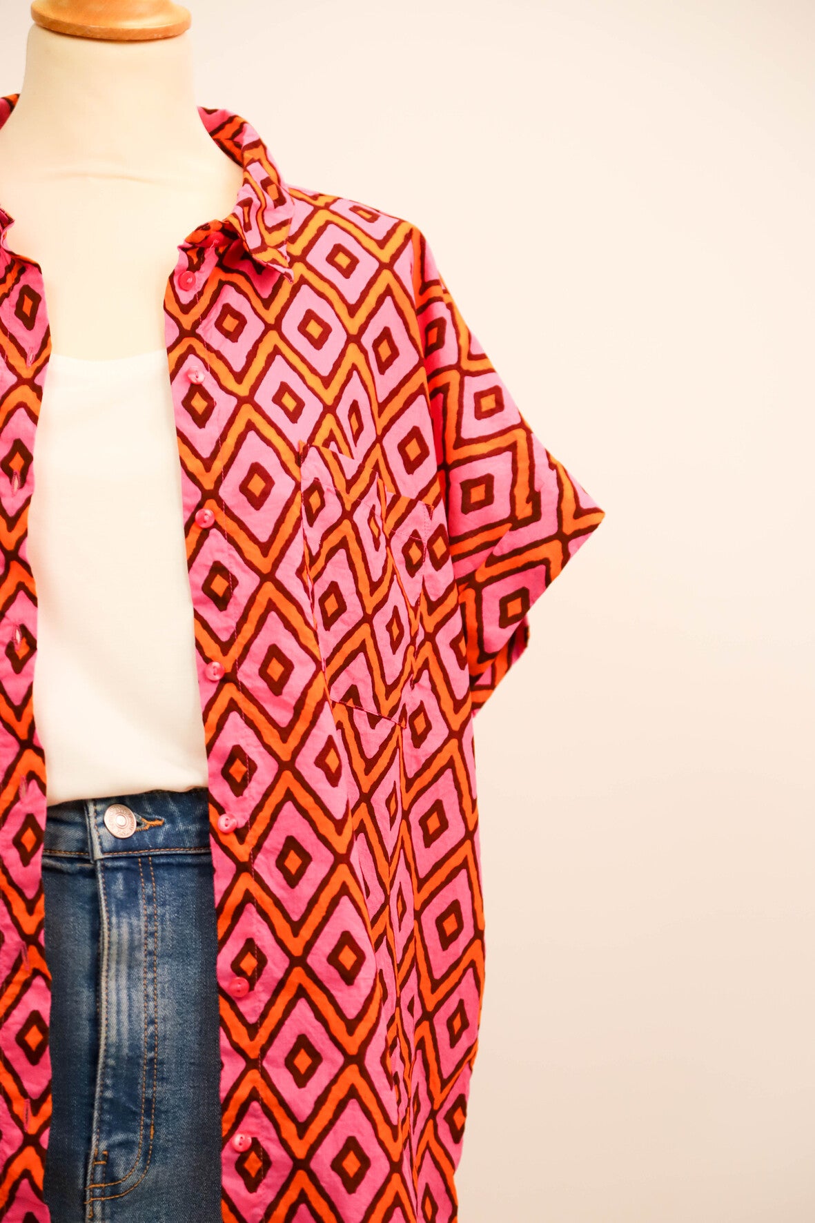 Chemise rose et orange Promod Taille XXL