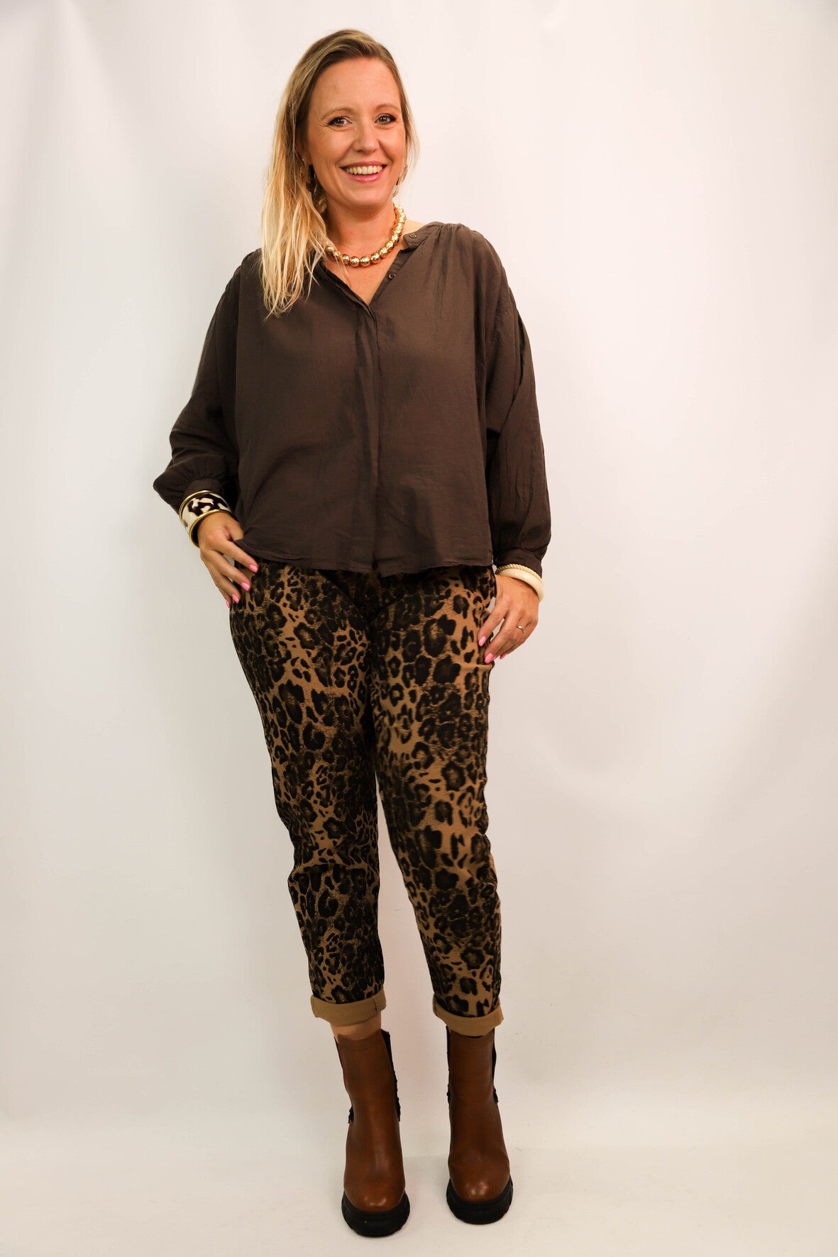 Chemisier marron Gigi Taille Unique