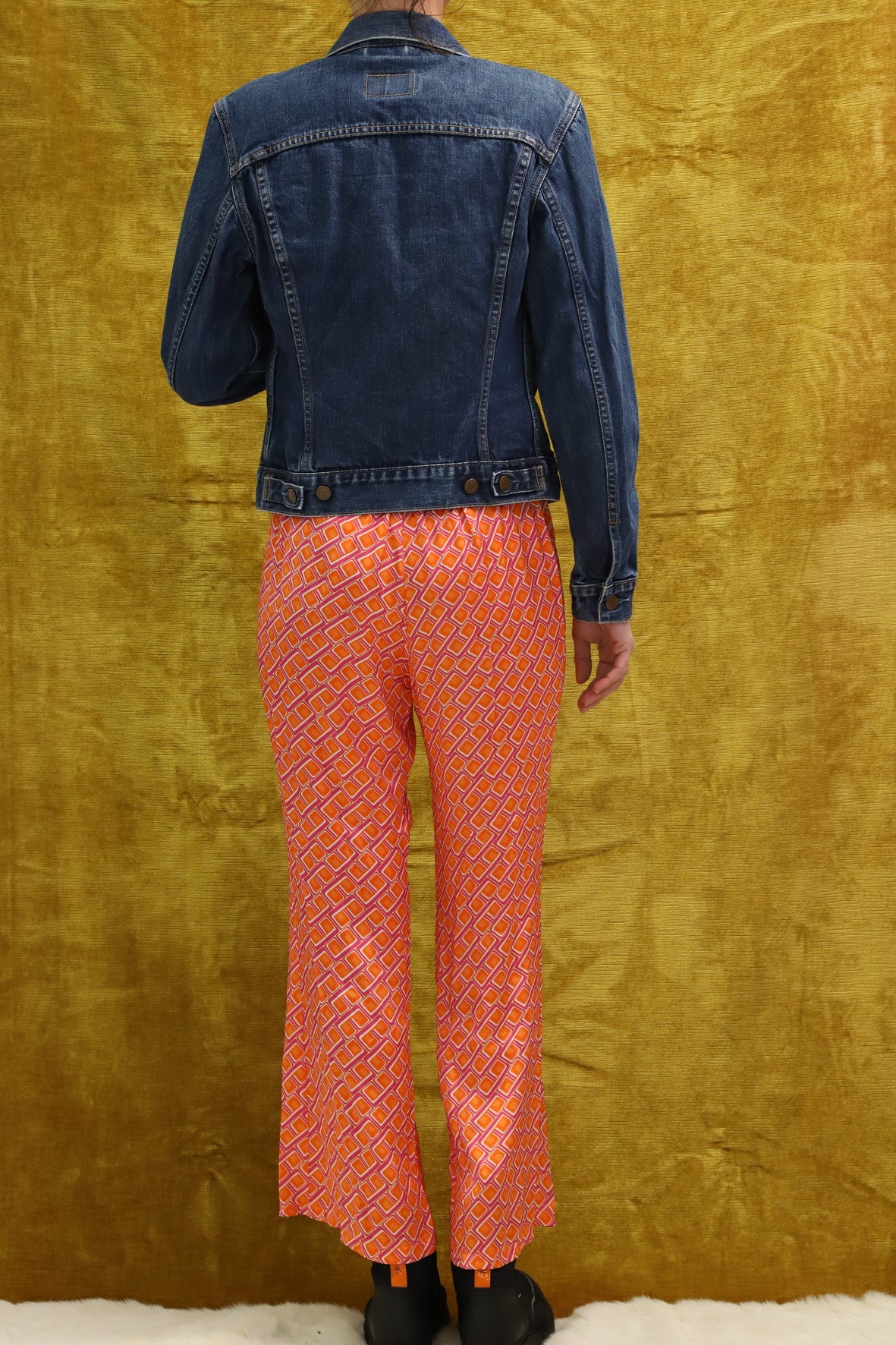 Pantalon satiné orange et rose Taille S