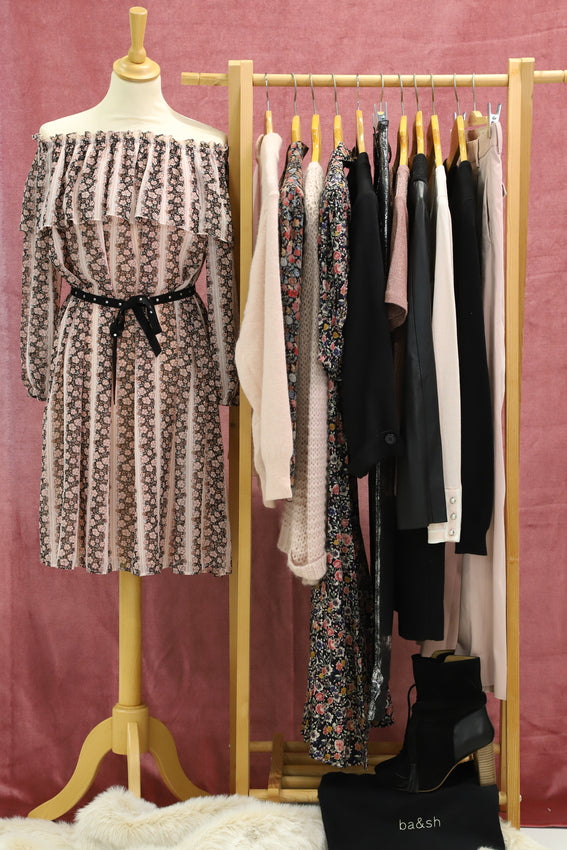 Robe noire manches en cuir, Berenice, Taille L