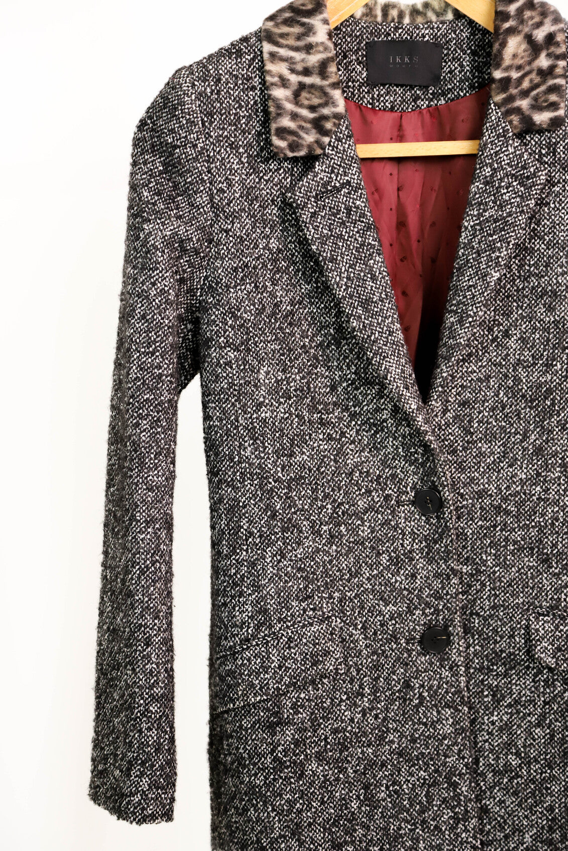 Manteau gris chiné col léopard IKKS Taille XS
