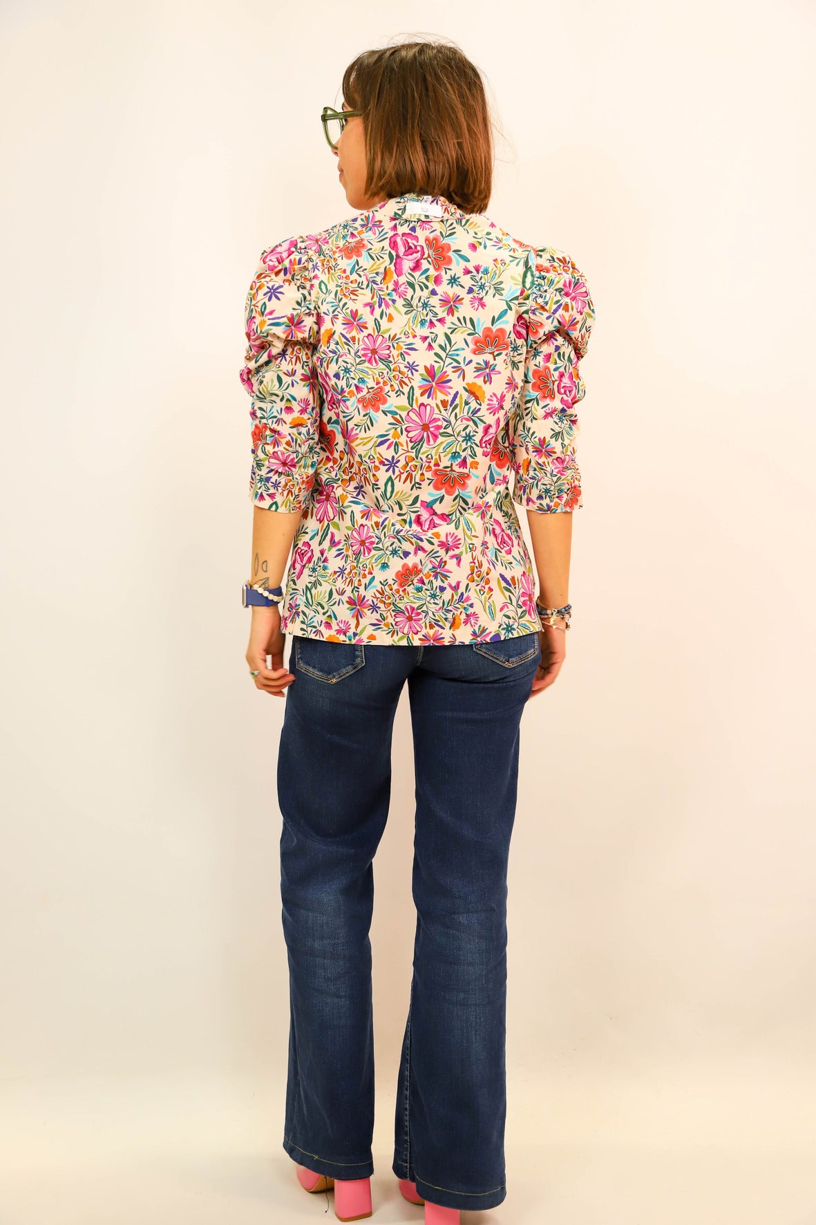 Chemisier fleuri manches 3/4 La Redoute M