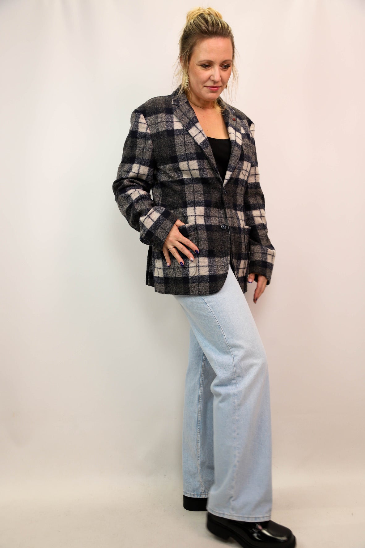 Veste blazer à carreaux Benetton Taille L