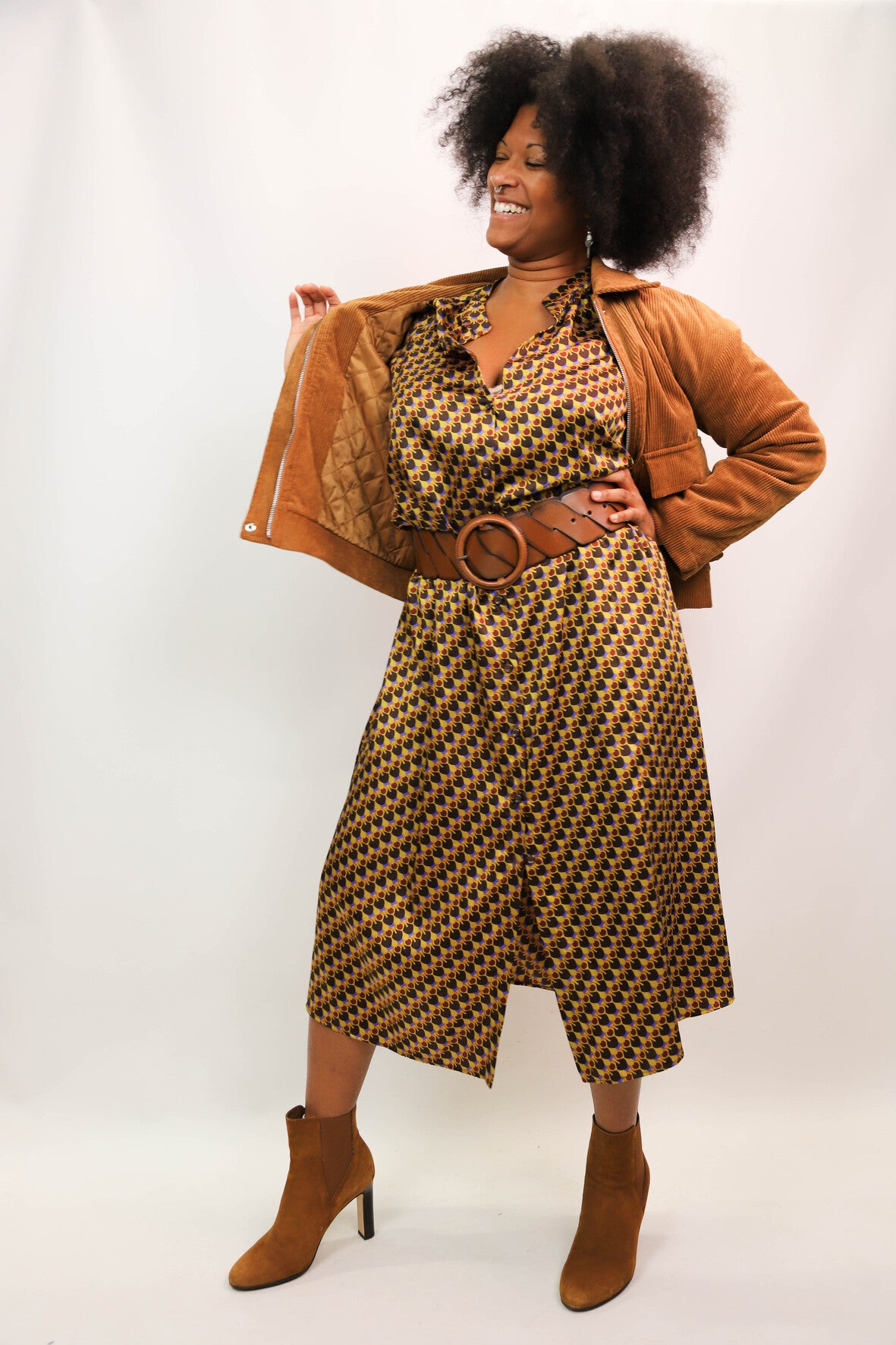 Veste bombers en velours marron Daphnea Taille S