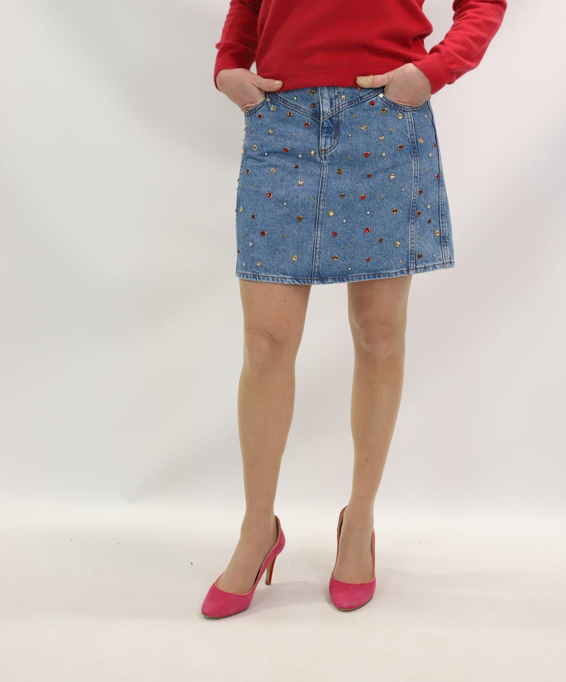 Jupe bleue avec strass Sandro Taille XS - S - M - NEUF
