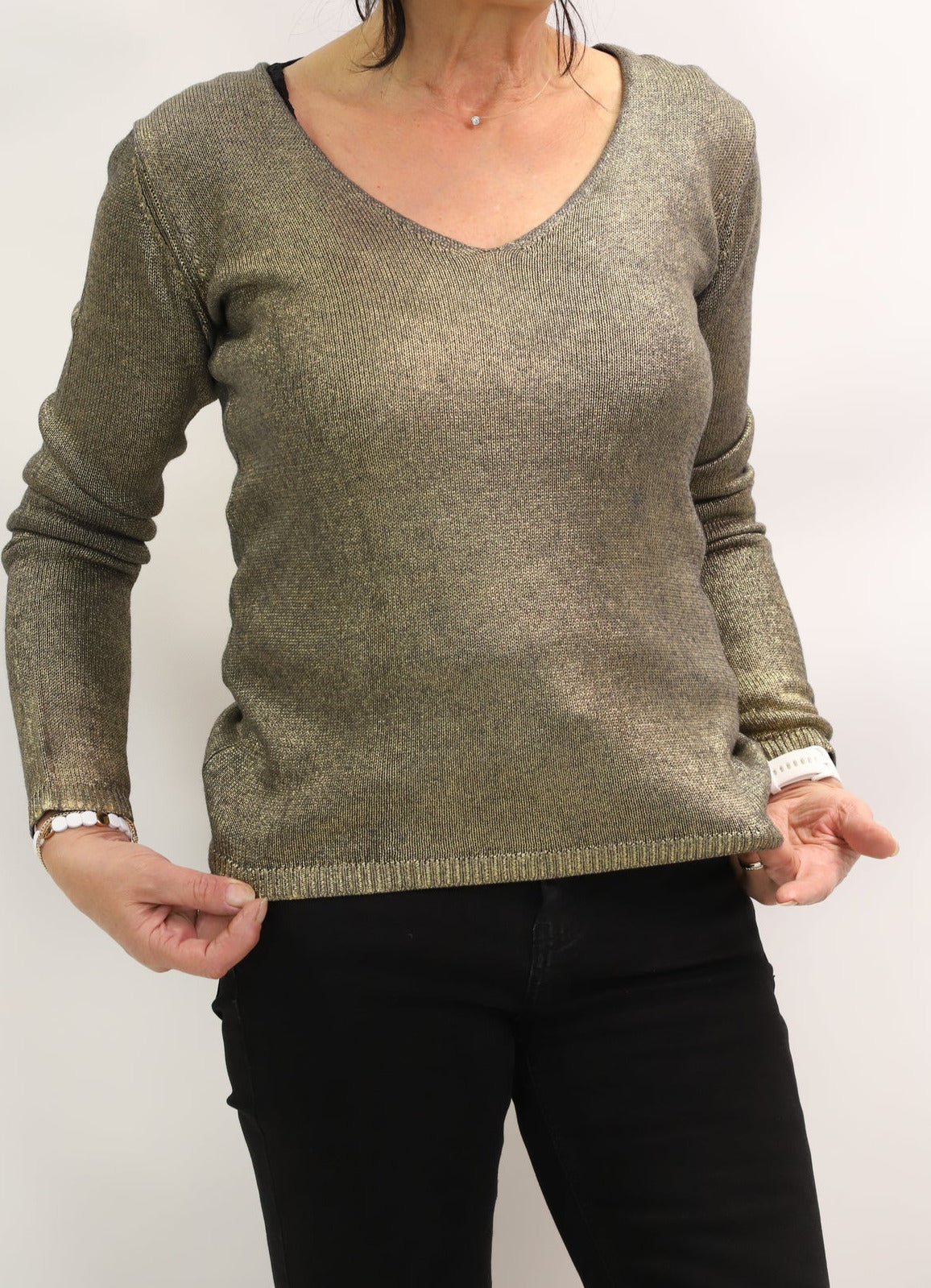 Pull gris doré Majestic Filatures Taille S