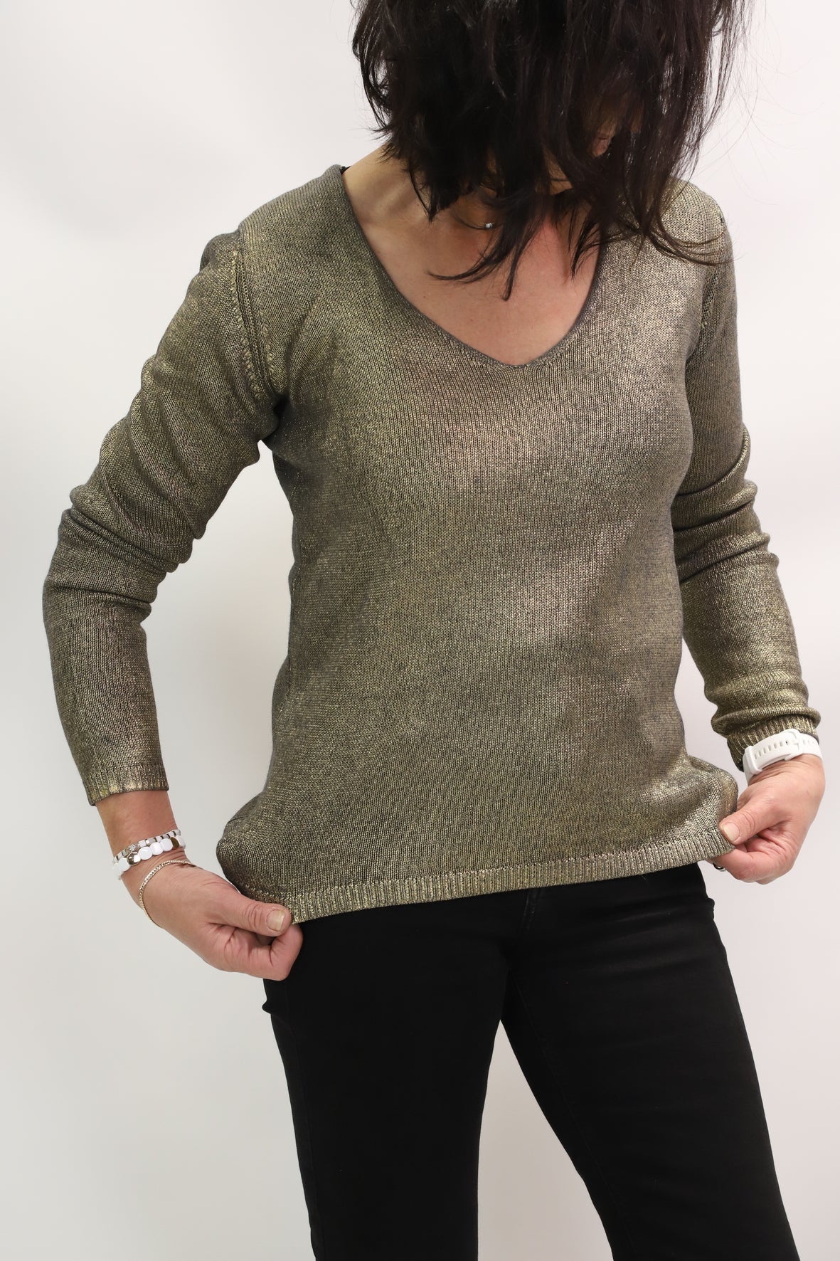 Pull gris doré Majestic Filatures Taille S
