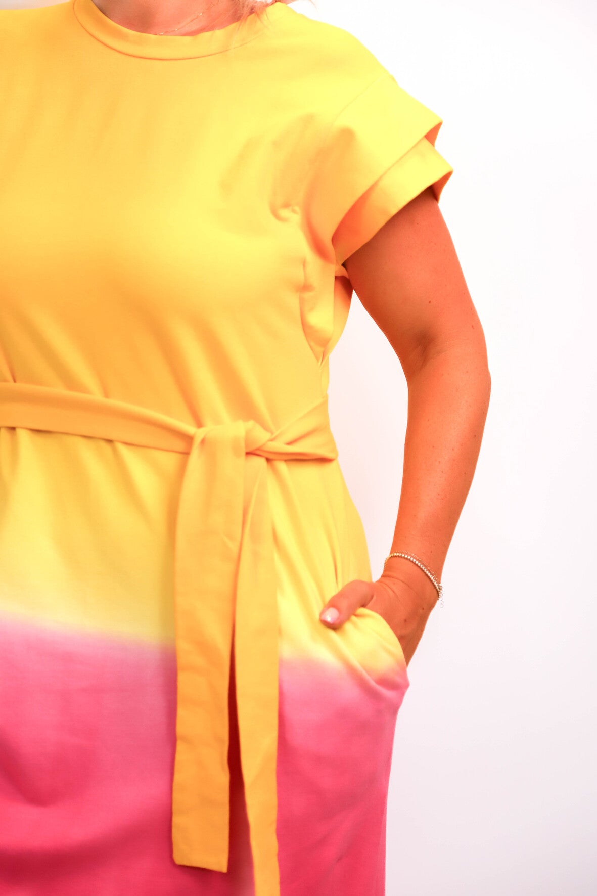 Robe jaune et rose Pohême Taille Unique - NEUF