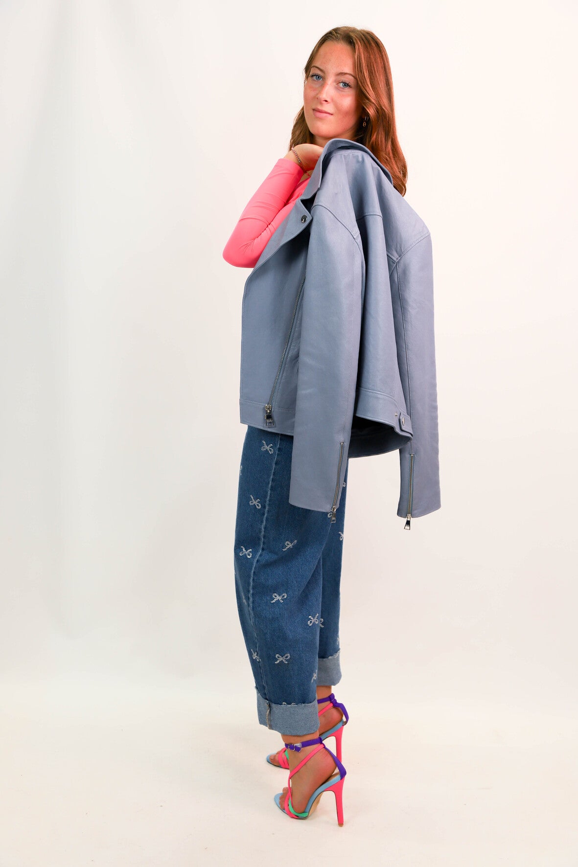 Perfecto en cuir bleu Karl Legerfeld Taille M