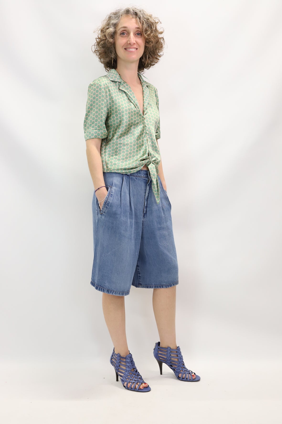 Chemisier pois verts Mango Taille XS