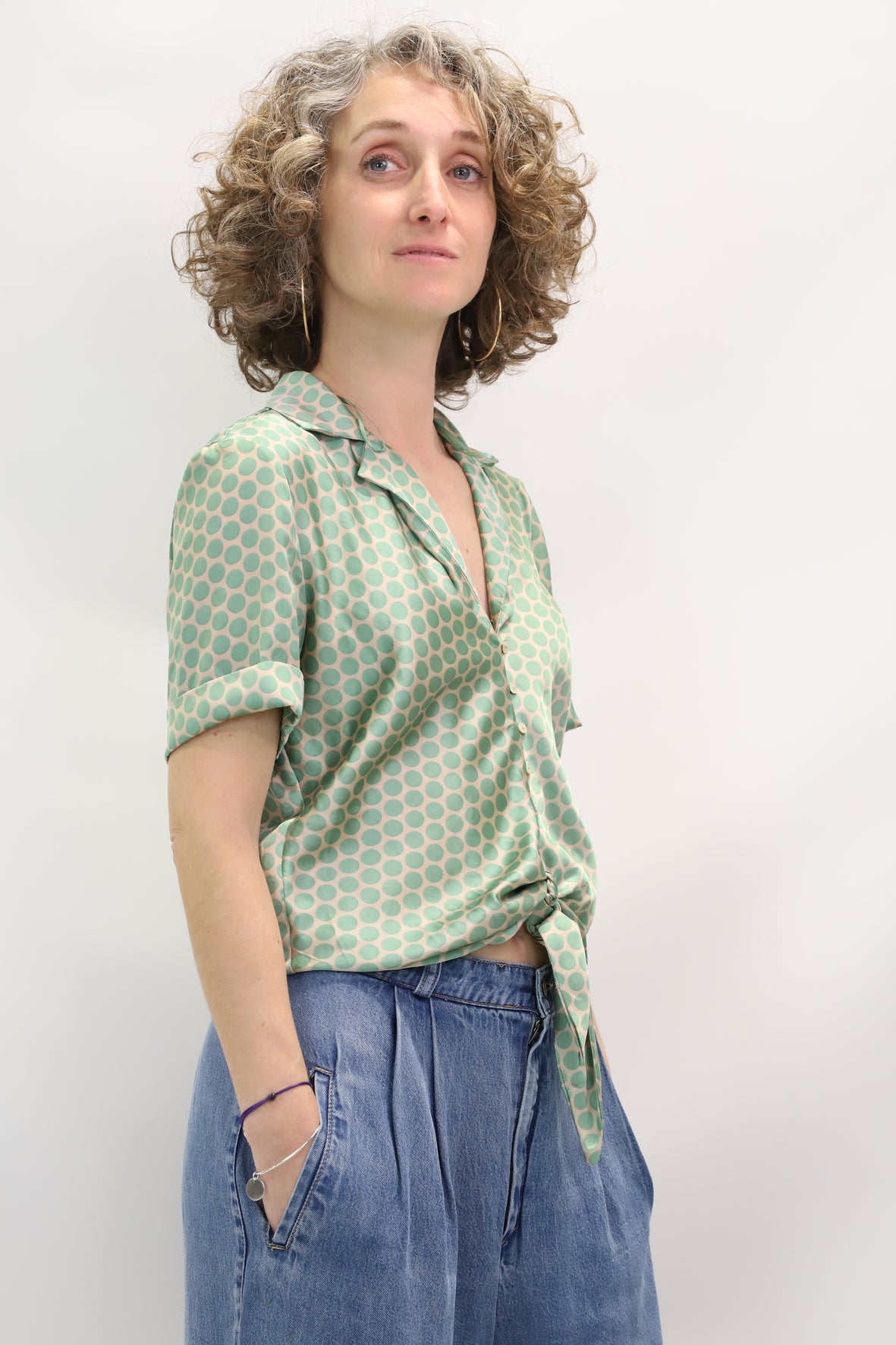 Chemisier pois verts Mango Taille XS