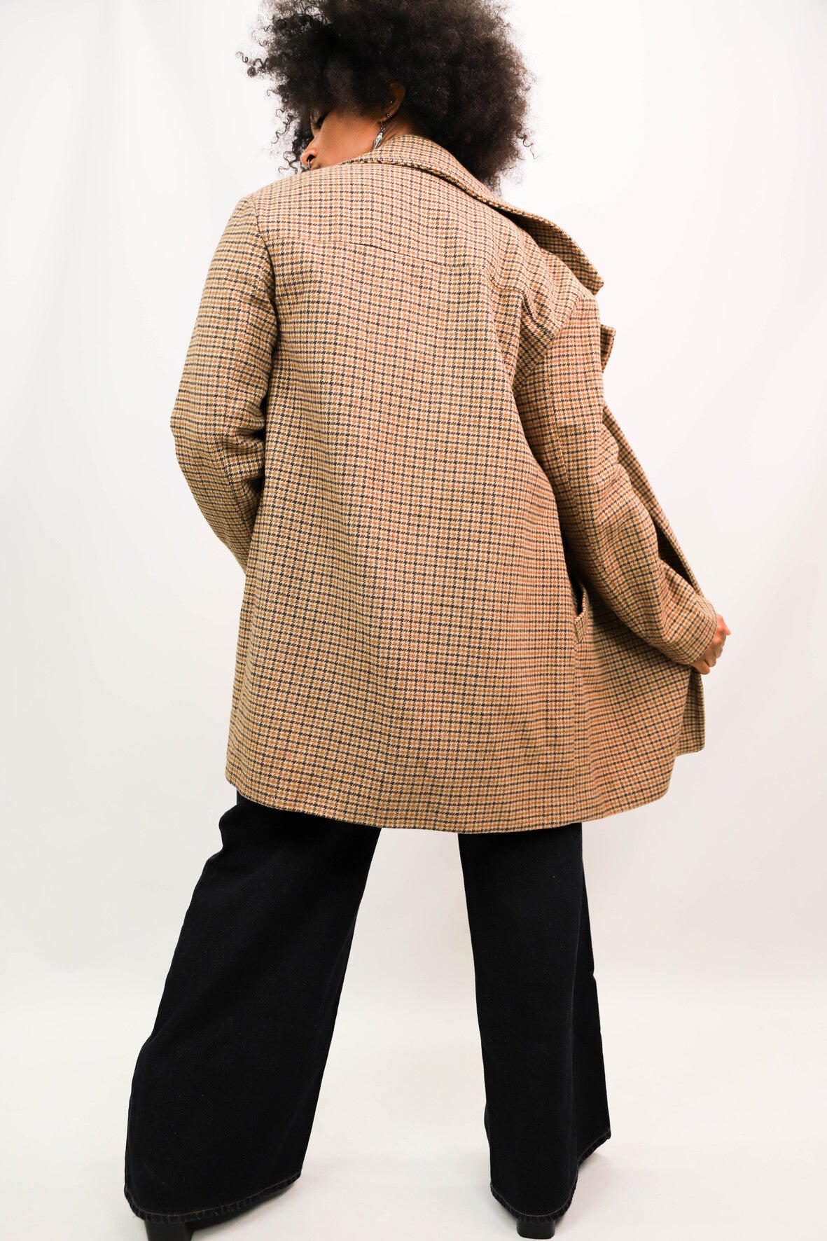 Manteau pied de poule marron Bershka Taille XS