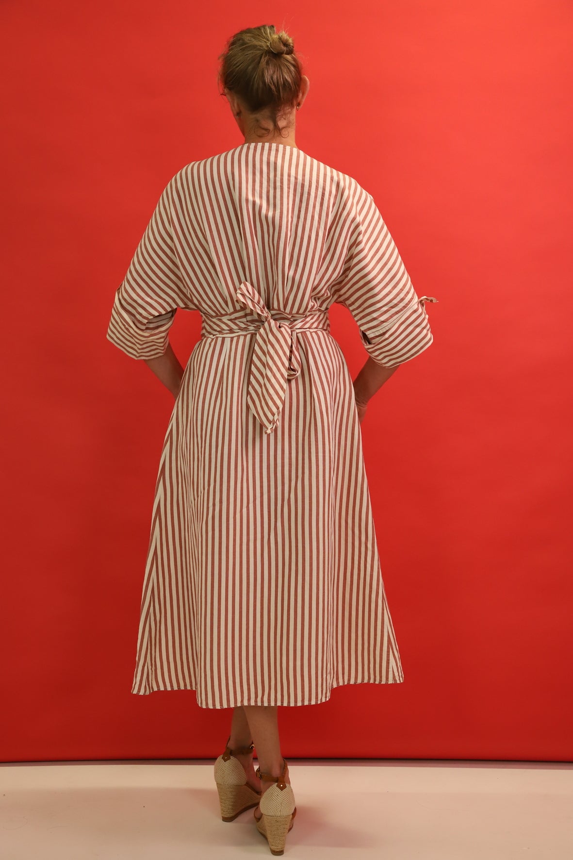 Robe rayée rose et blanche Zara Taille XL