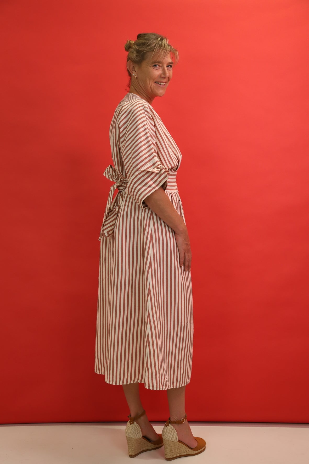 Robe rayée rose et blanche Zara Taille XL