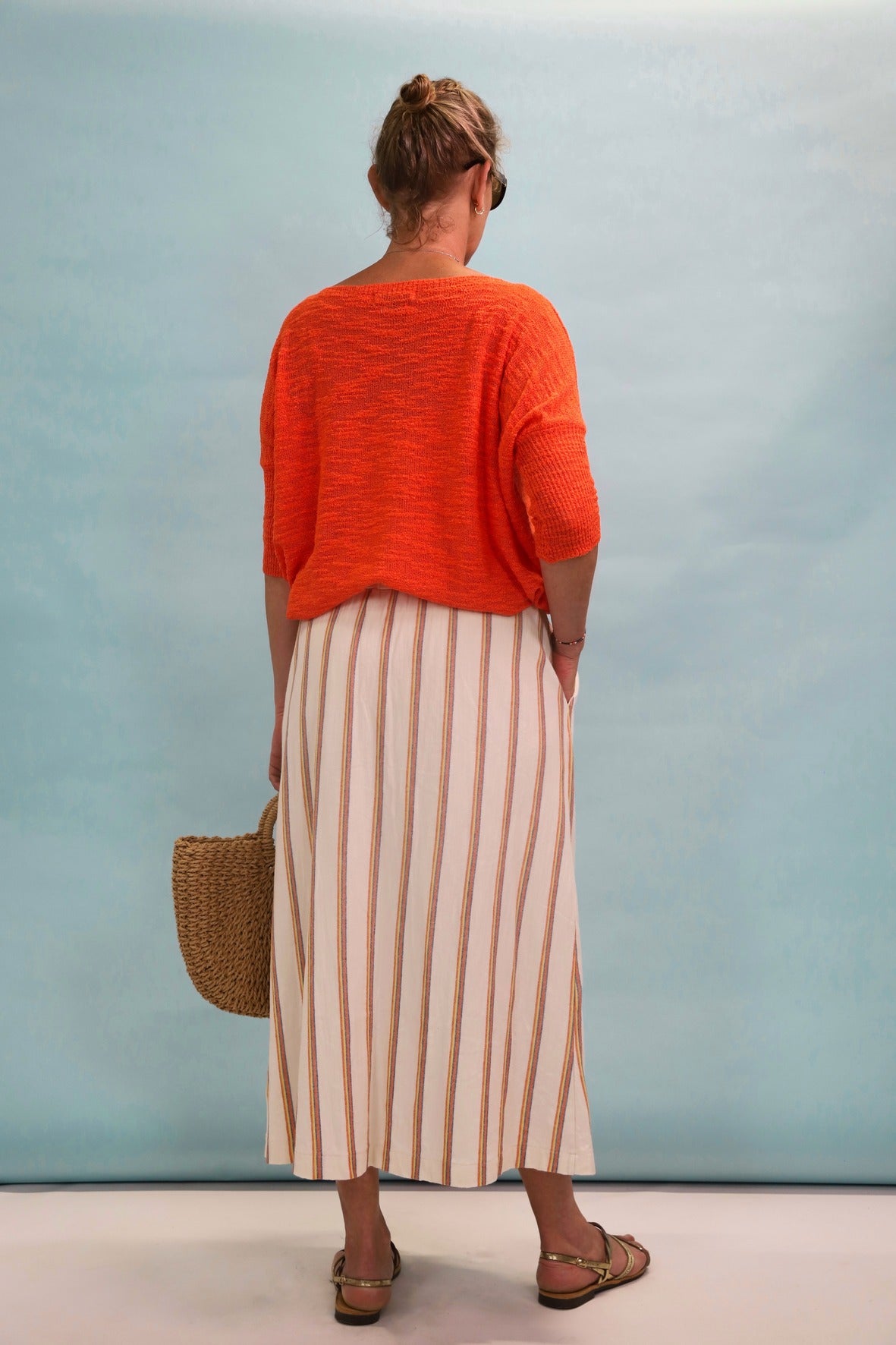 PULL D'ETE maille fine orange, ZARA, taille M