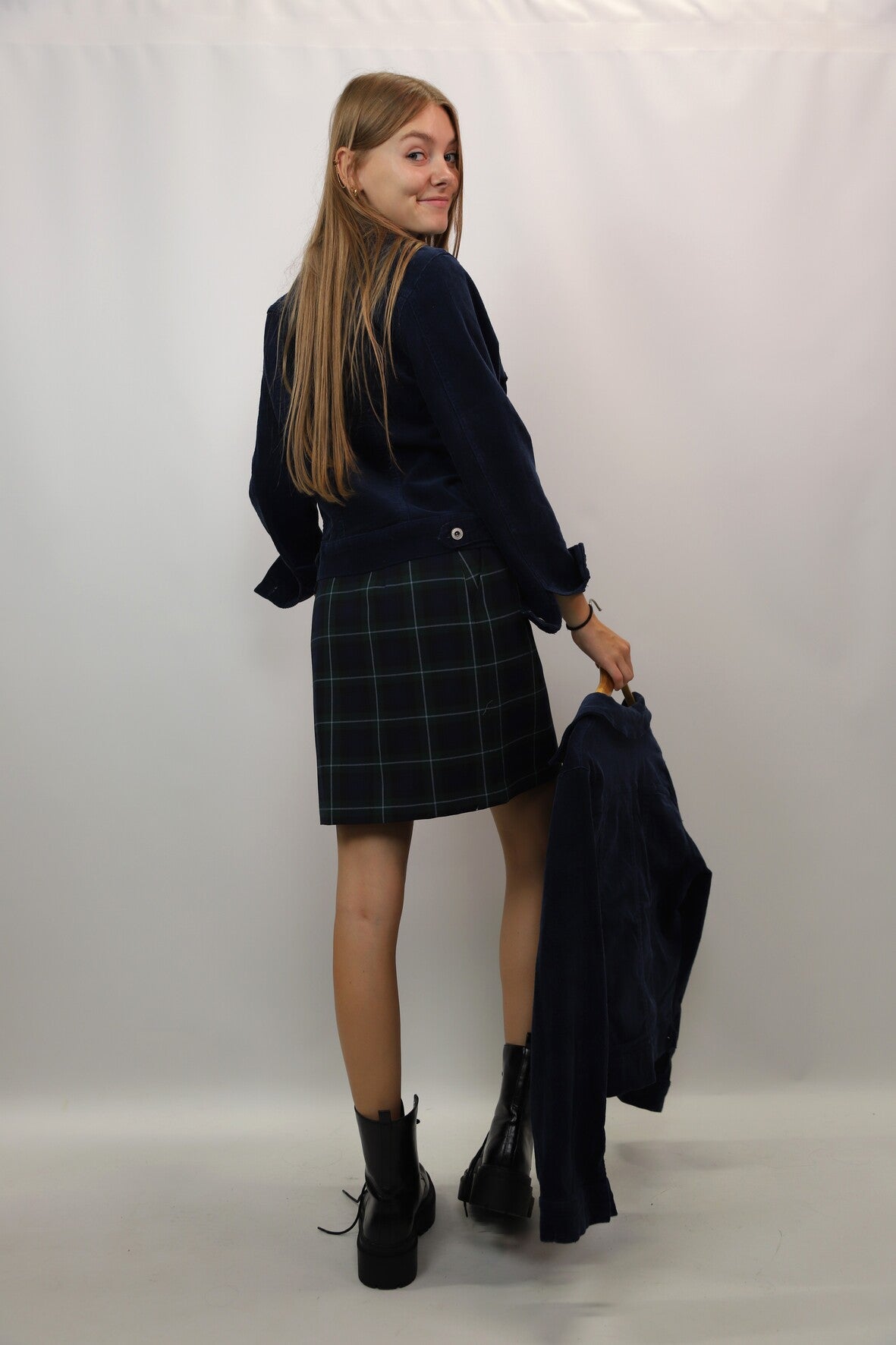 Veste en velours bleu marine Sarah John Tailles M et L