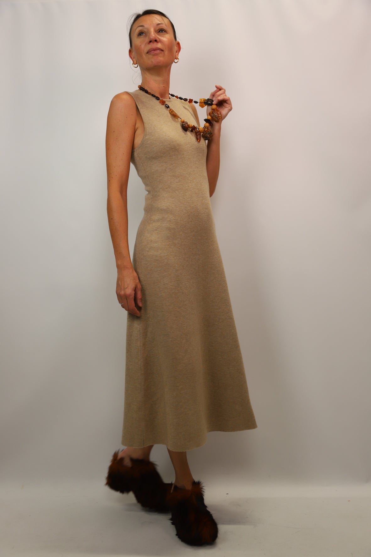 Robe longue beige ZARA Taille S