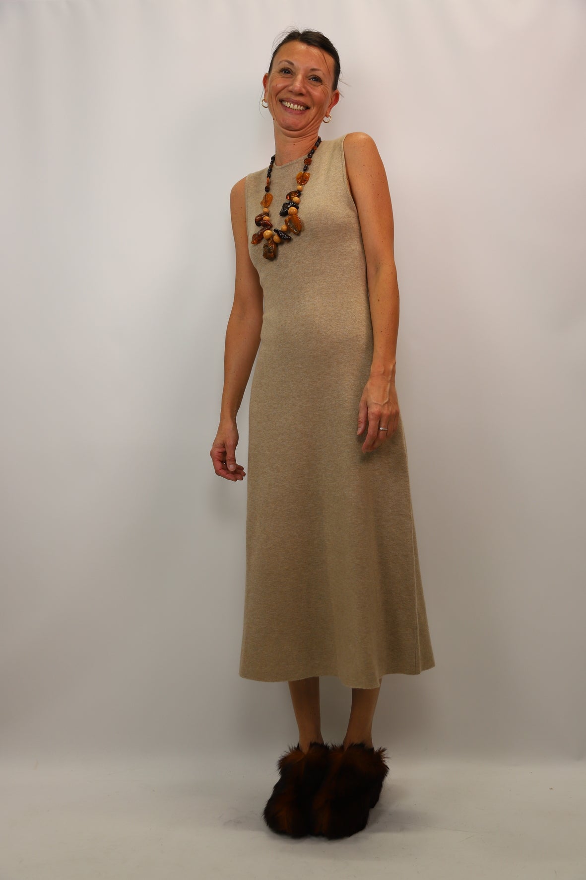 Robe longue beige ZARA Taille S