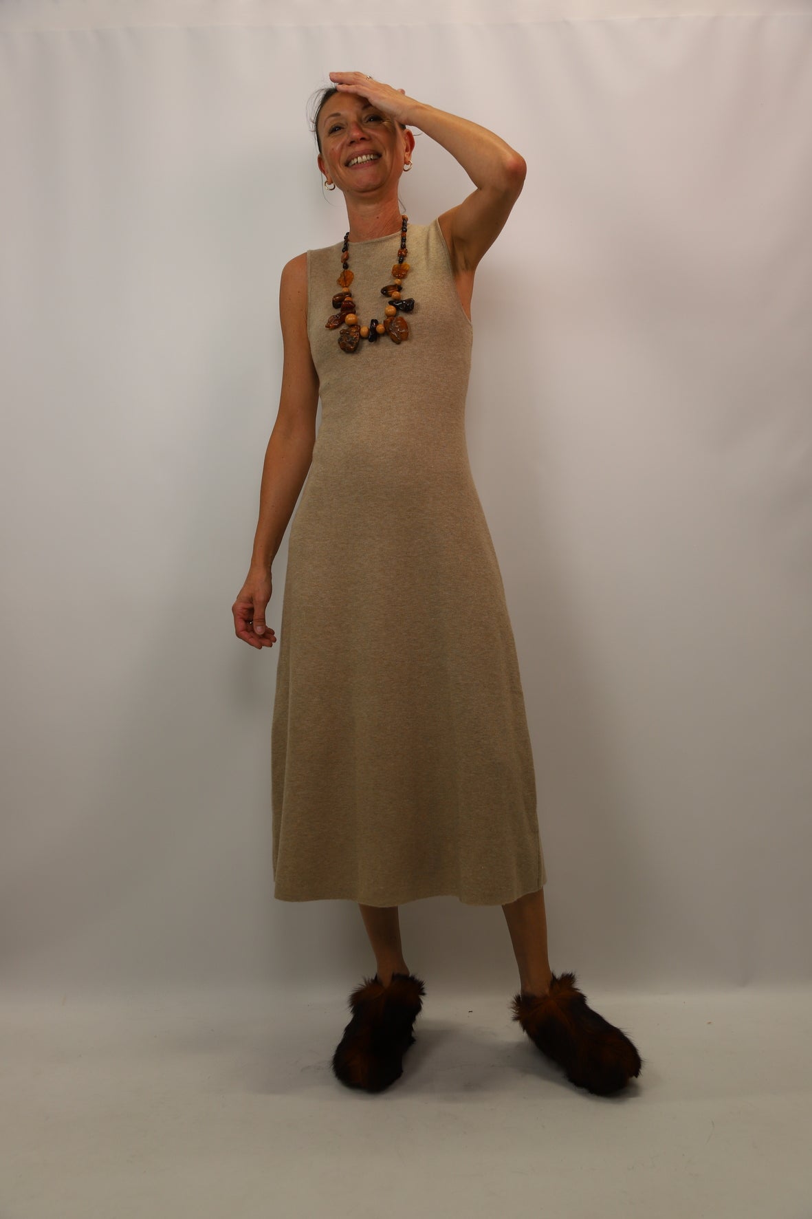 Robe longue beige ZARA Taille S