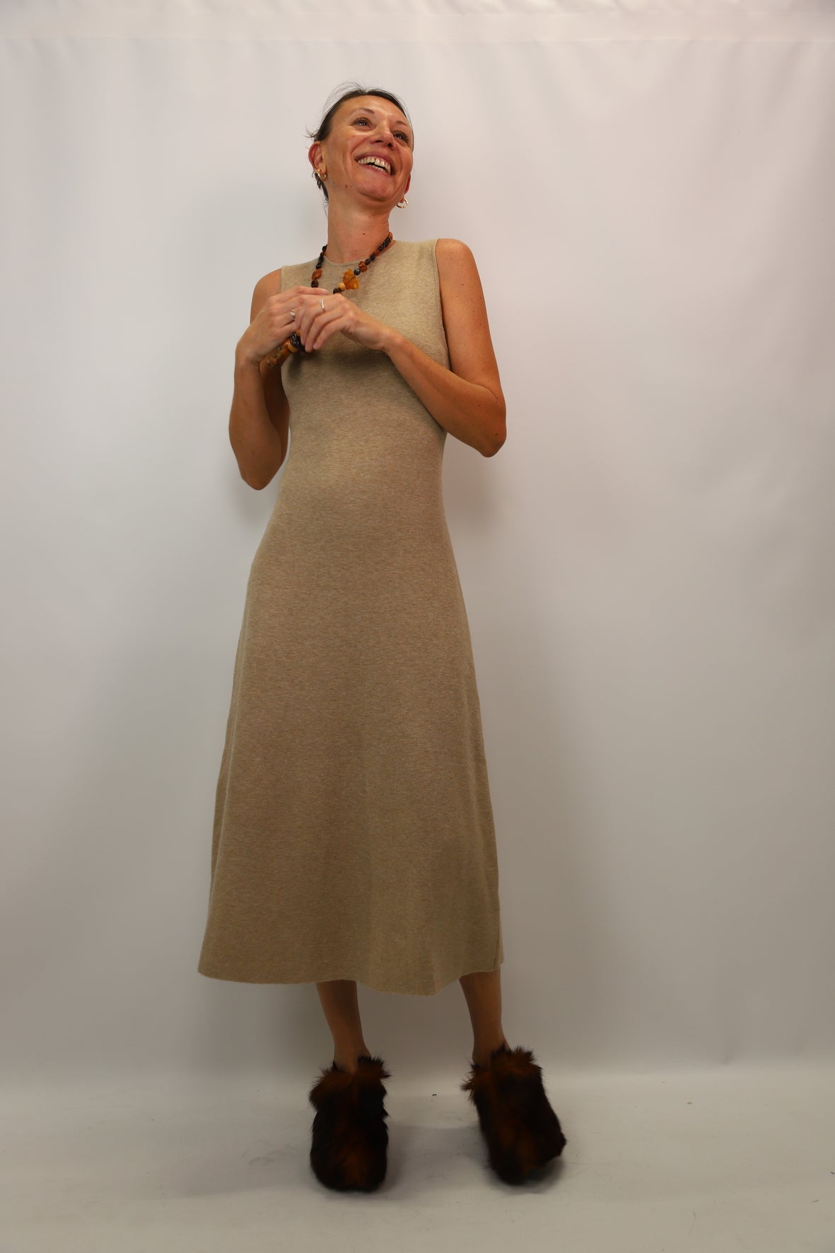 Robe longue beige ZARA Taille S