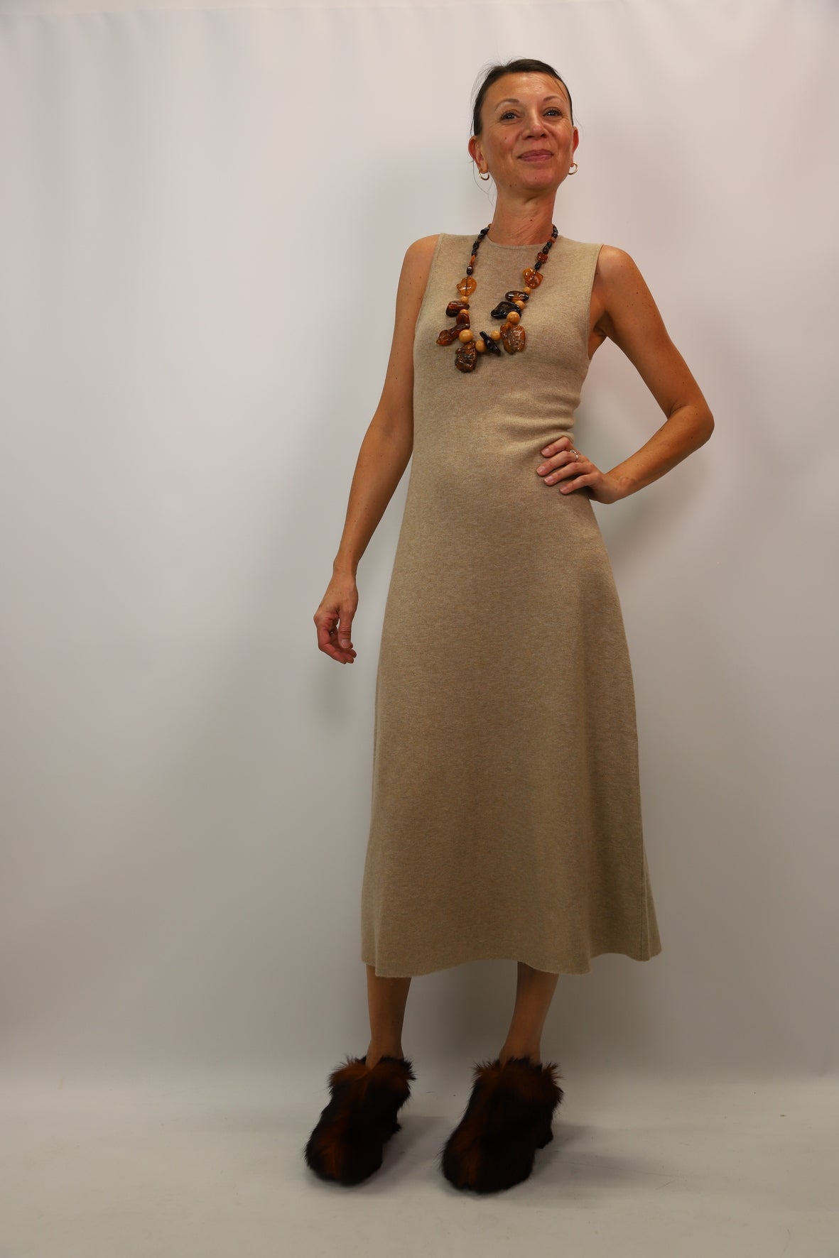 Robe longue beige ZARA Taille S