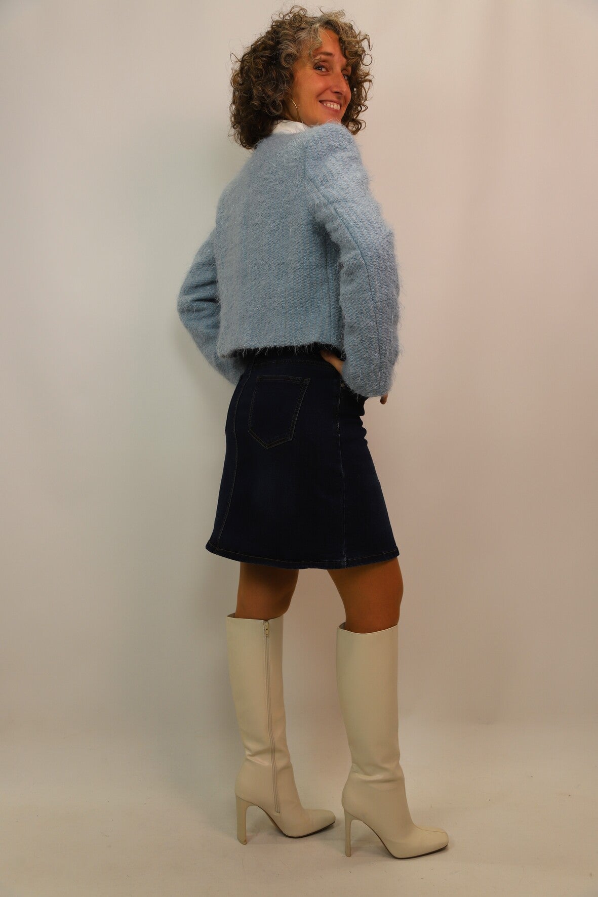 Veste en tweed, bleu ciel Mango Taille XS - NEUF