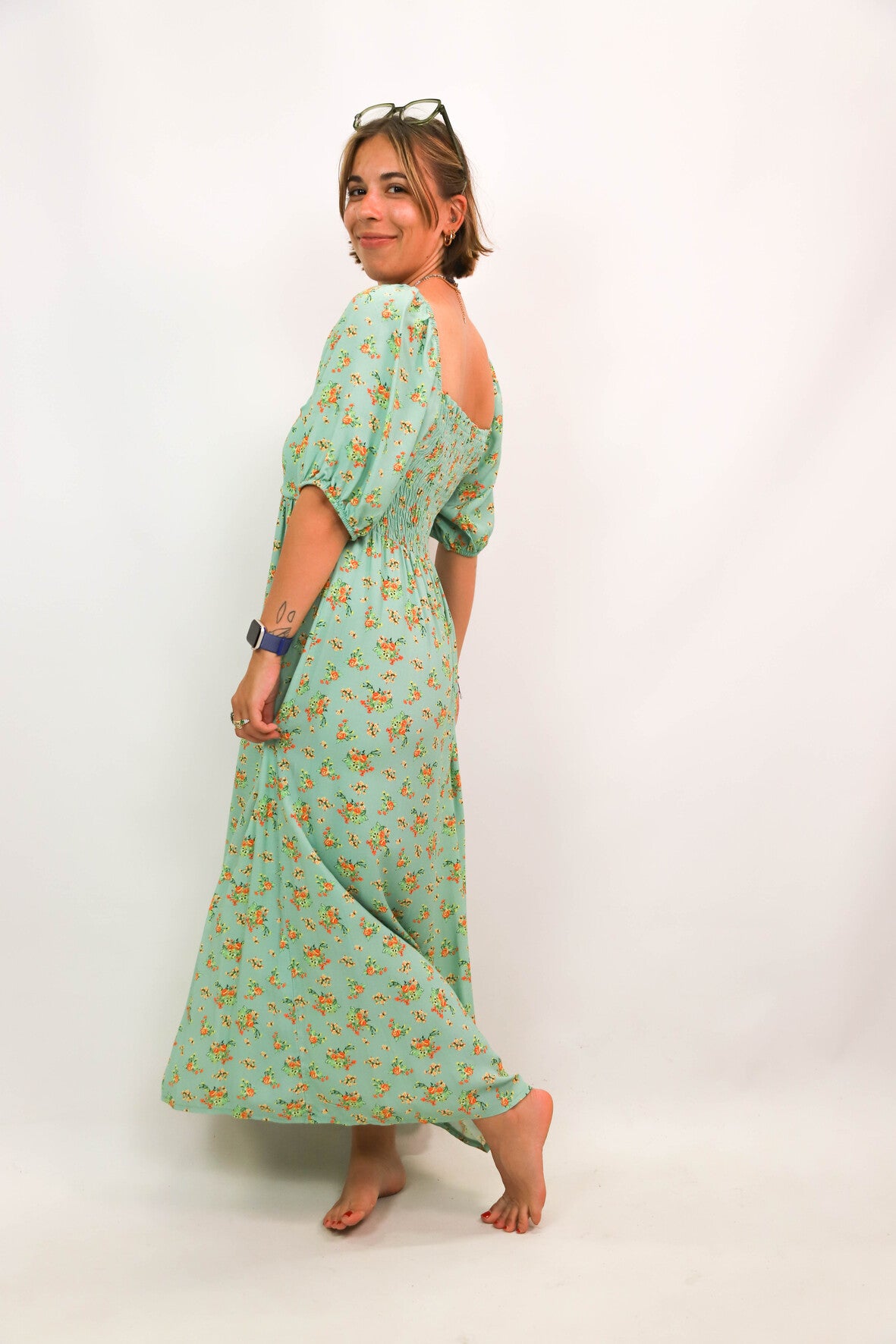 Robe verte fleurie Pimkie Taille M