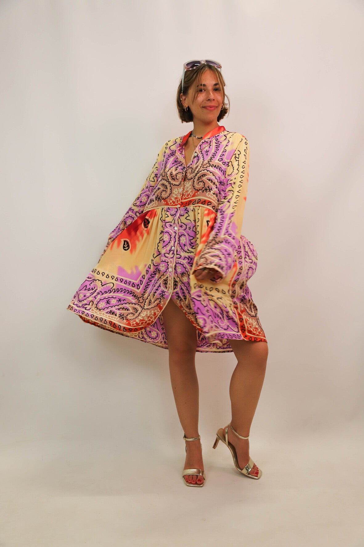 Robe manches longues à motifs Gold & Silver taille S