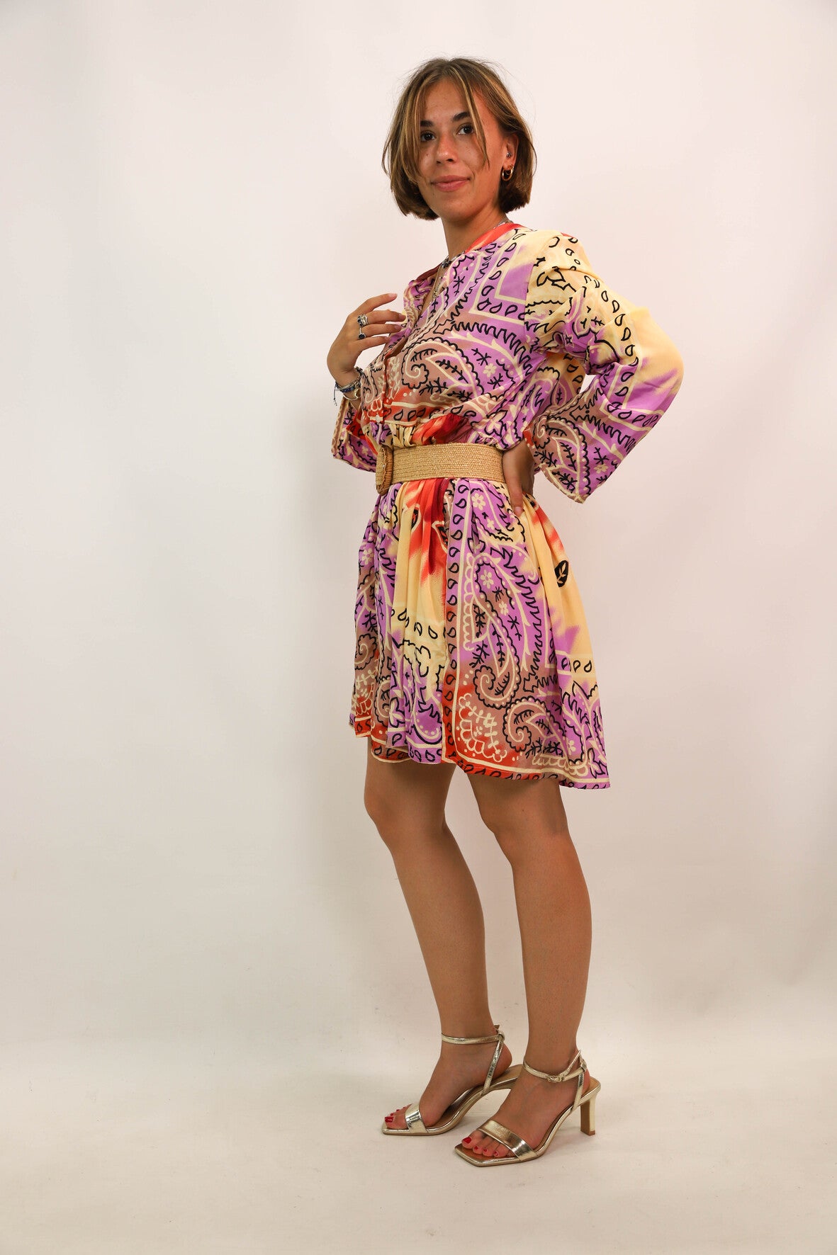 Robe manches longues à motifs Gold & Silver taille S