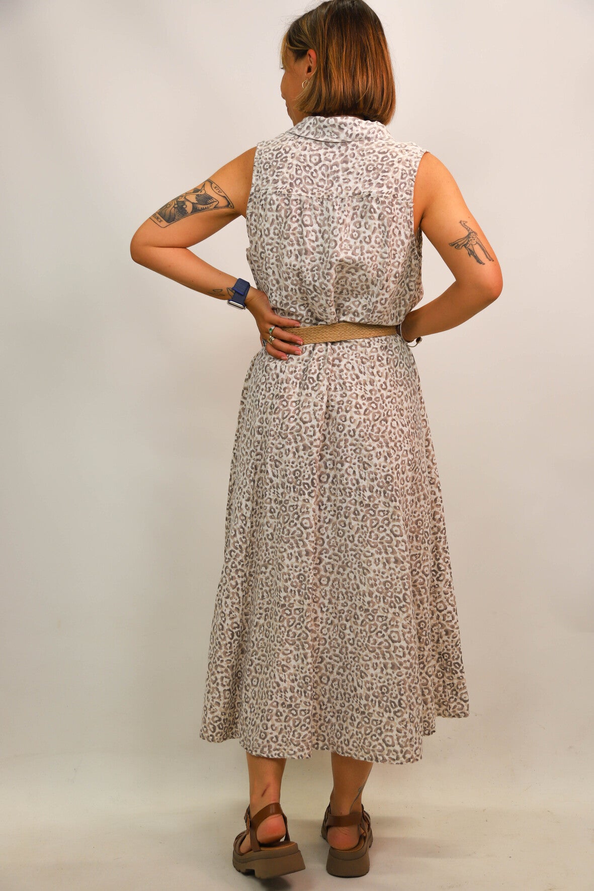 Robe léopard beige Mango Taille M
