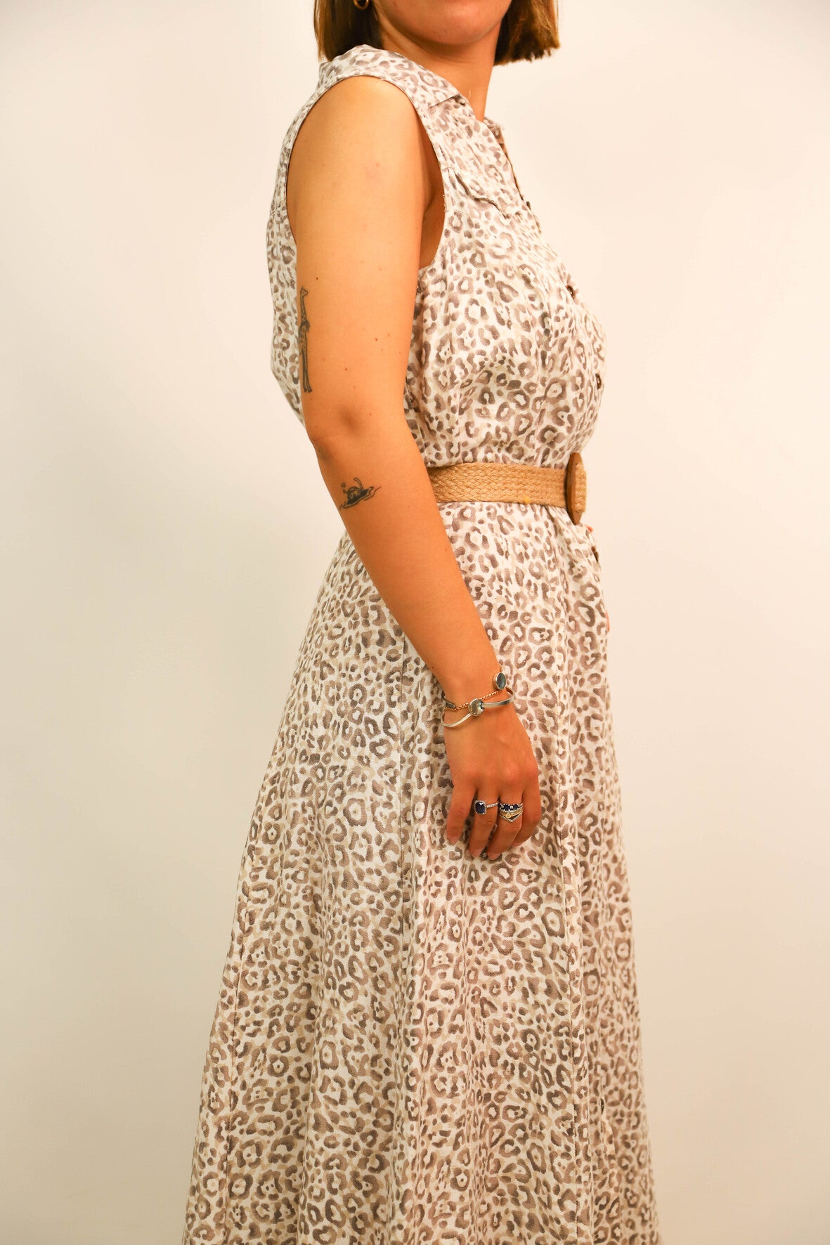 Robe léopard beige Mango Taille M
